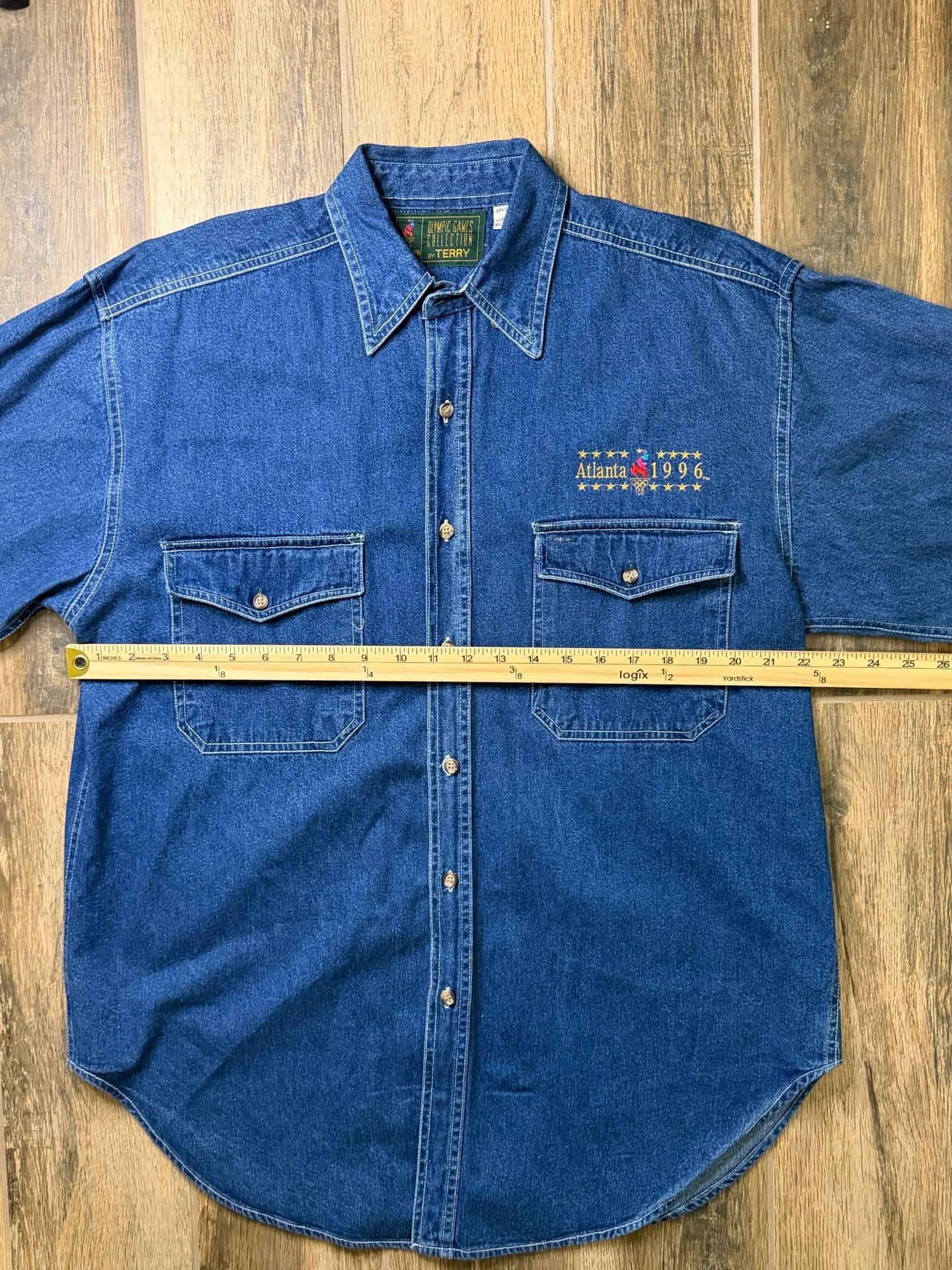 Vintage 1996 Denim Button Up Jacket Atlanta Olympic Games Collection By Terry 5
