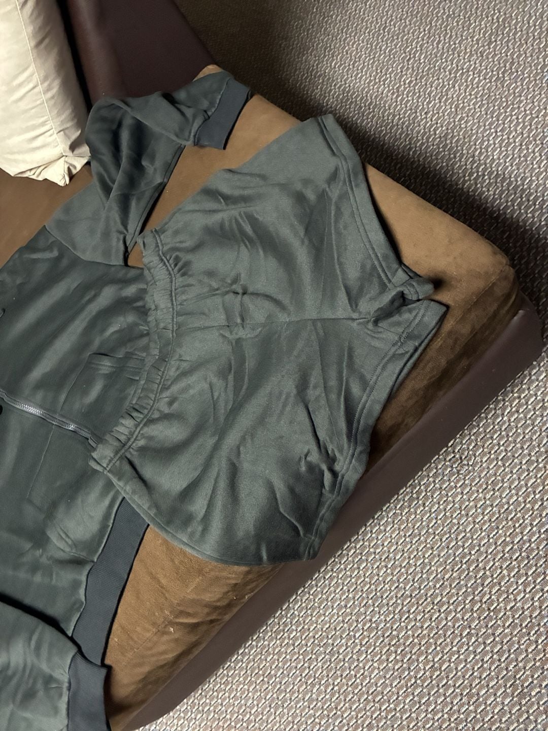 Unbranded Zip-Up Hoodie And Shorts Set Size XL Dark Green 2