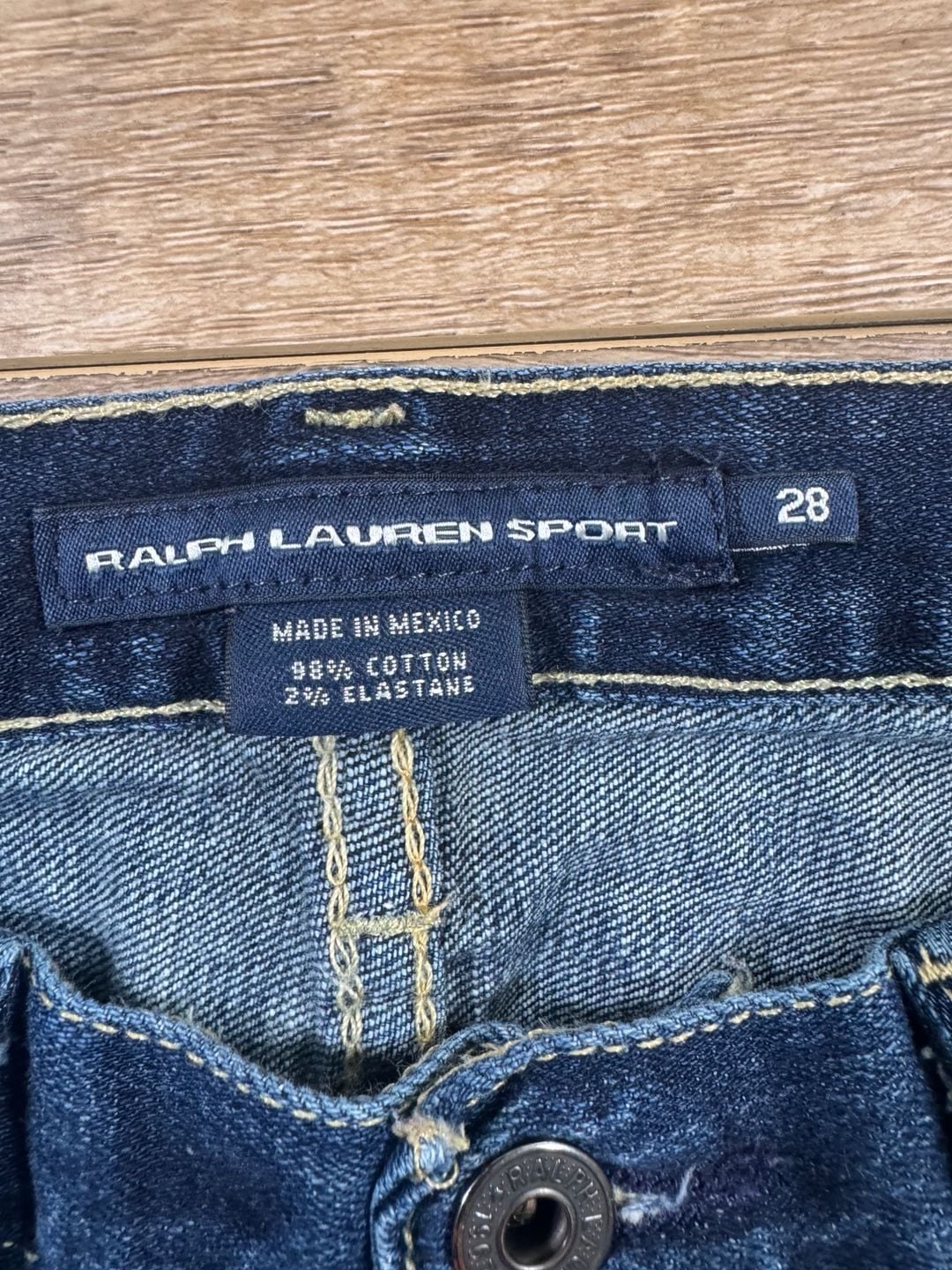 Ralph Lauren Sport Denim Bermuda Shorts Cuffed Blue Stretch Size 28 4