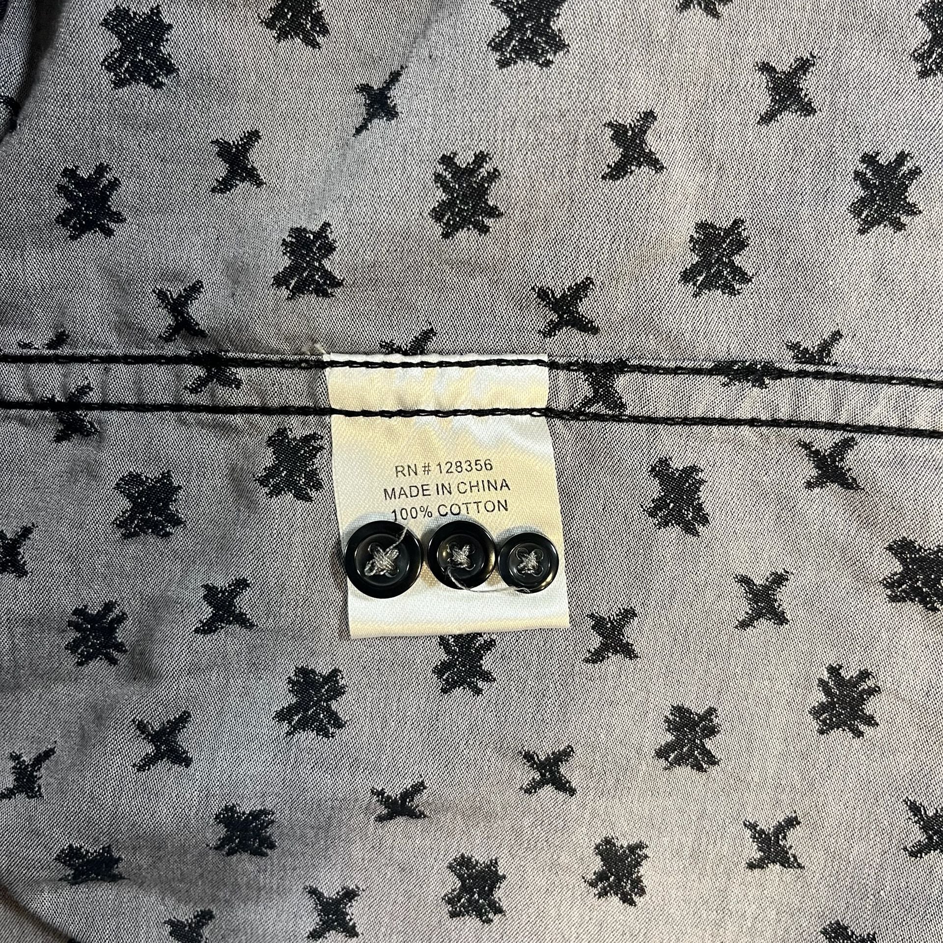 Vintage Italia Black Long Sleeve Button Down Star Print Shirt Men’s L 8