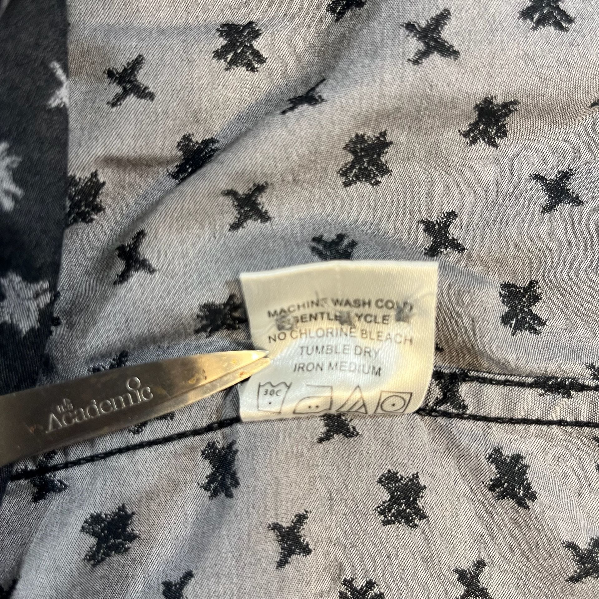 Vintage Italia Black Long Sleeve Button Down Star Print Shirt Men’s L 9