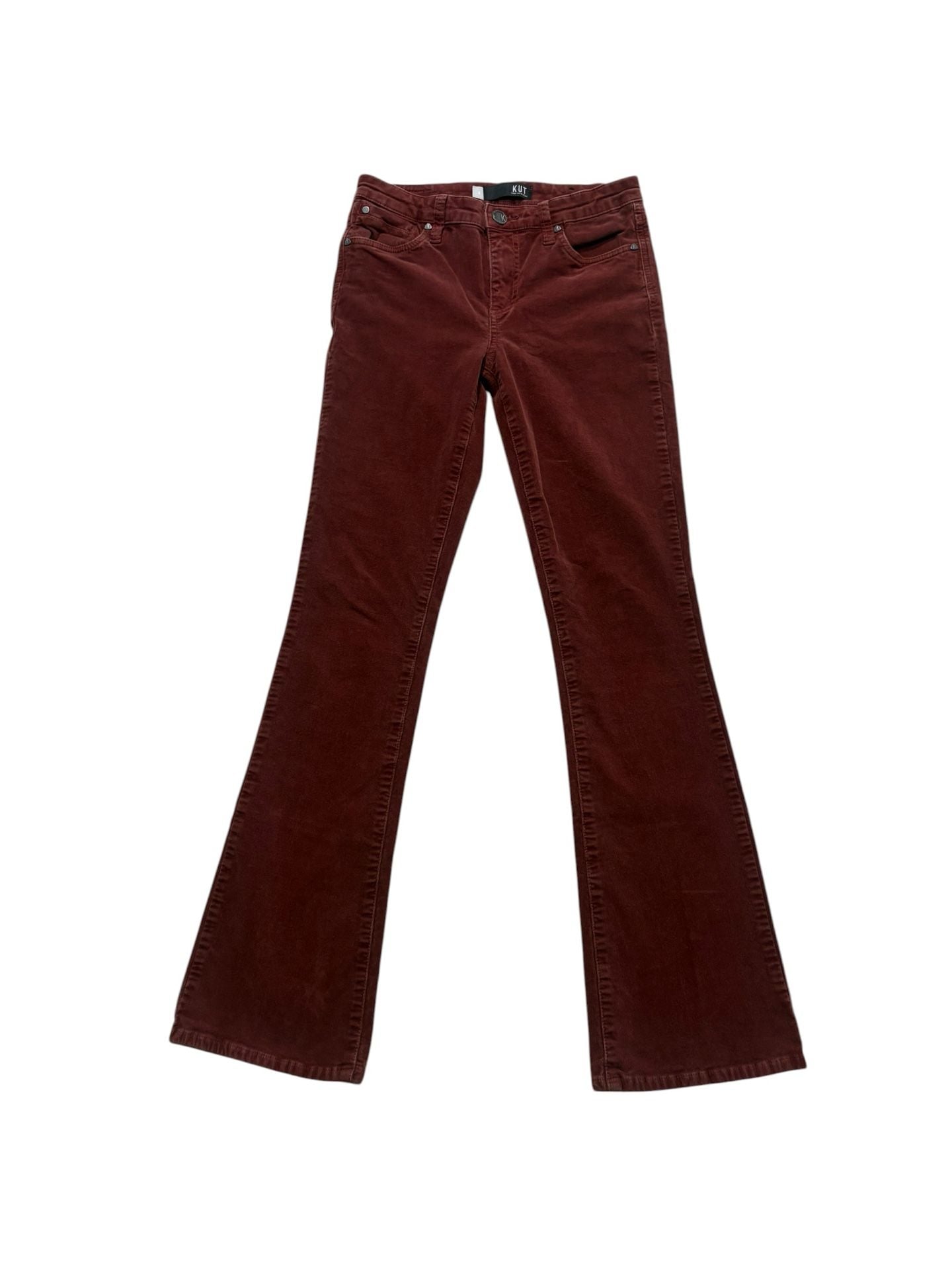 KUT from the Kloth Corduroy Flare Pants Size 4 Red Burgundy 2