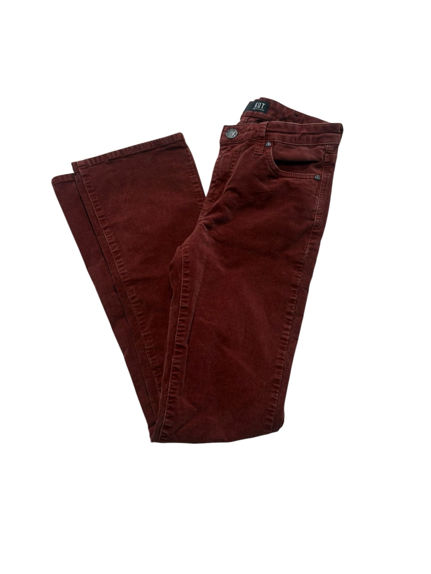 KUT from the Kloth Corduroy Flare Pants Size 4 Red Burgundy 4