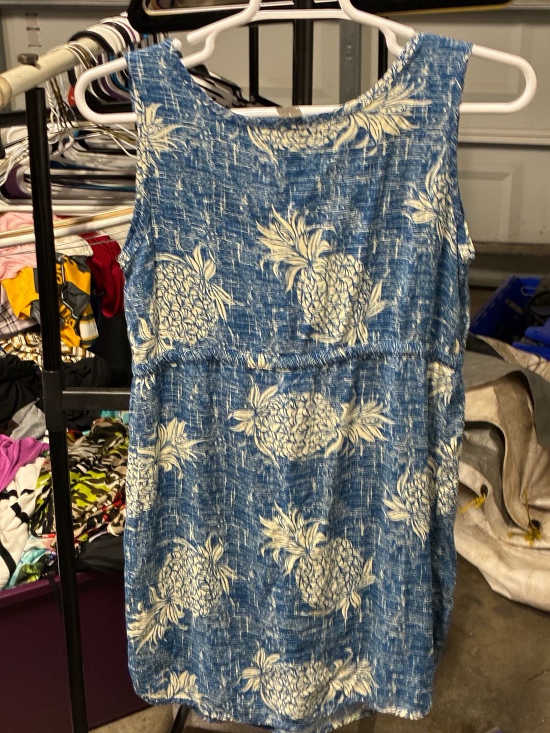 Old Navy Pineapple Dress Size L Blue 4