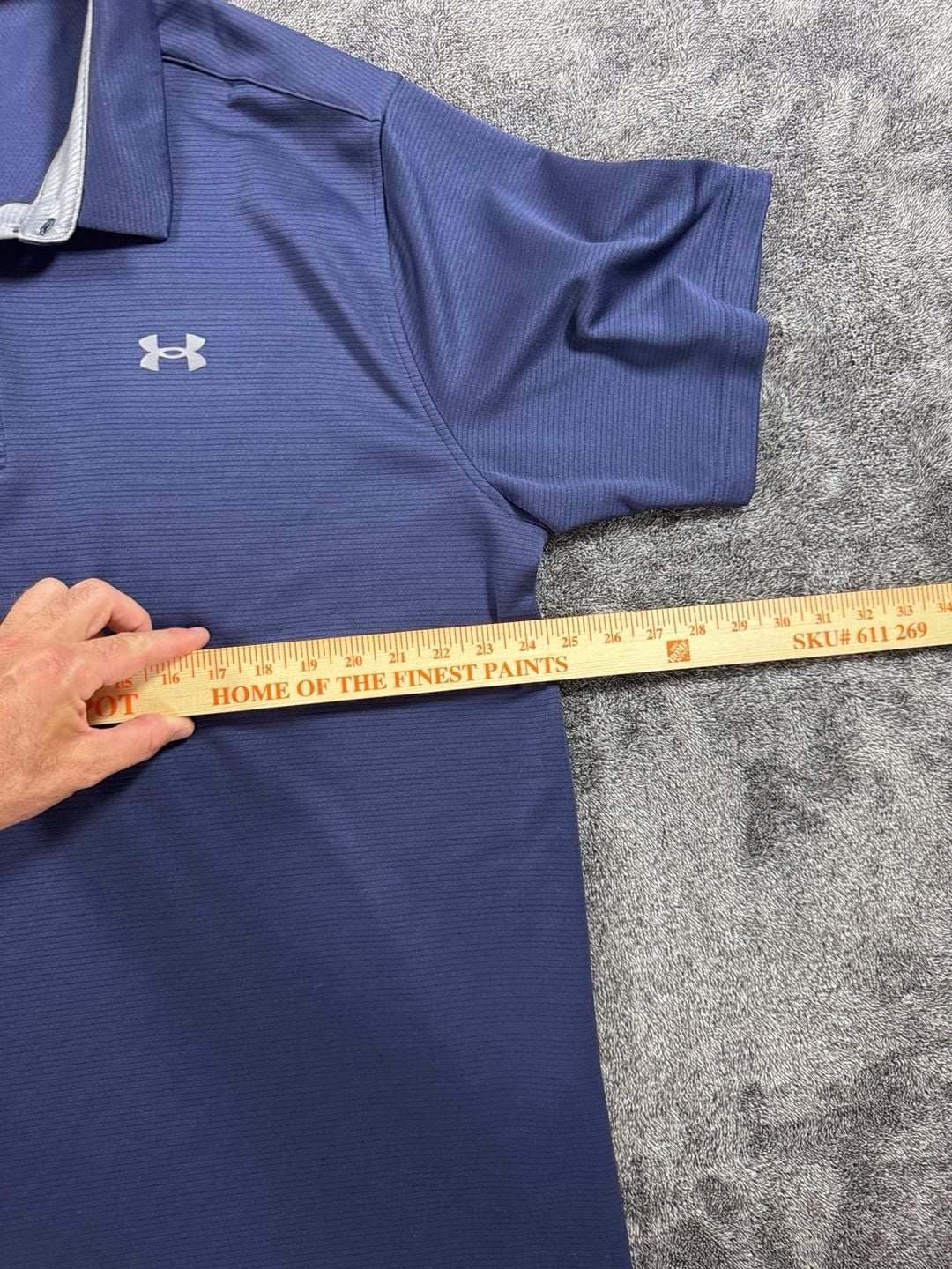 Under Armour Polo Shirt Size 3XLT Blue Striped Golf Performance 8