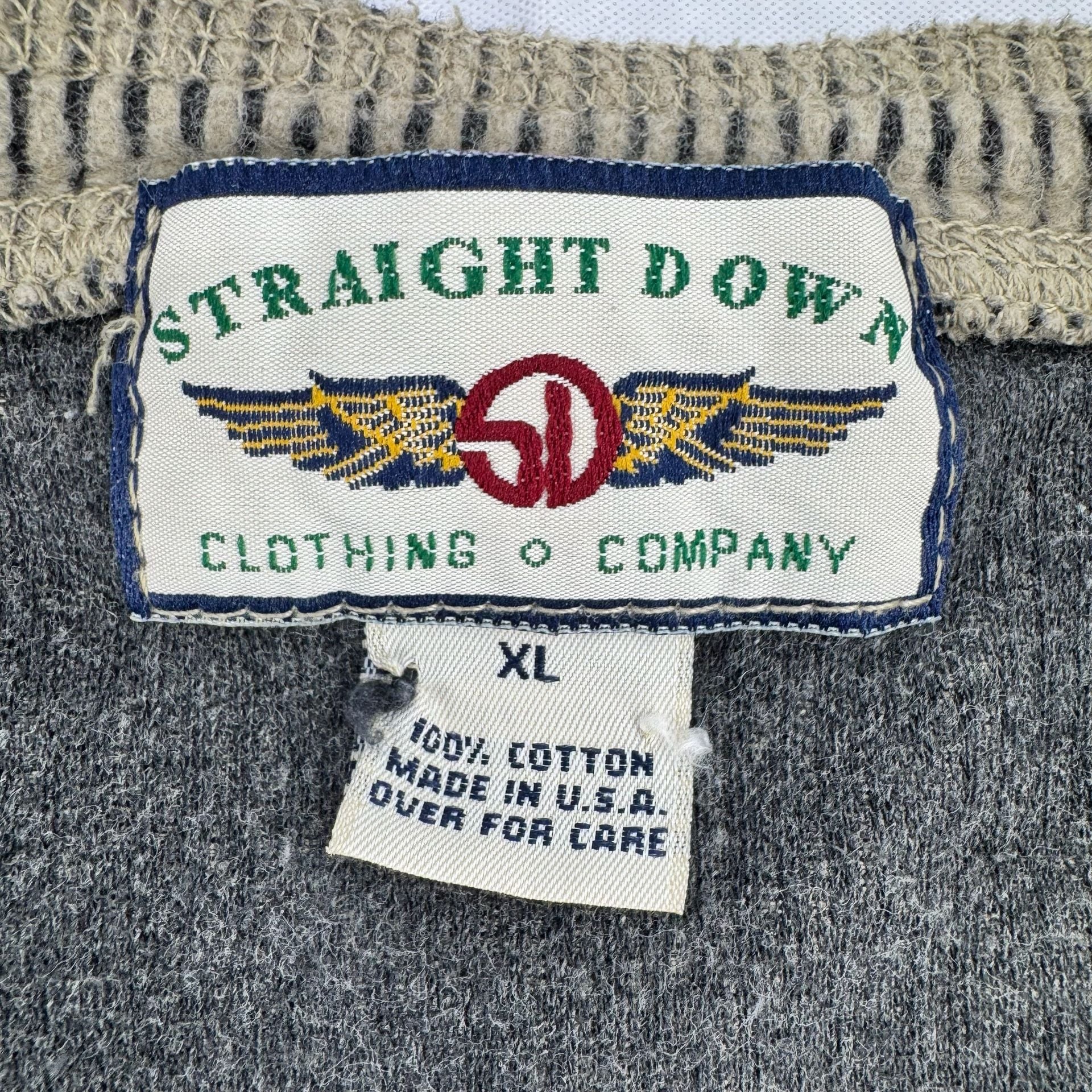 Vintage Straight Down Henley Sweater Size XL Tan Long Sleeve Cotton USA 3