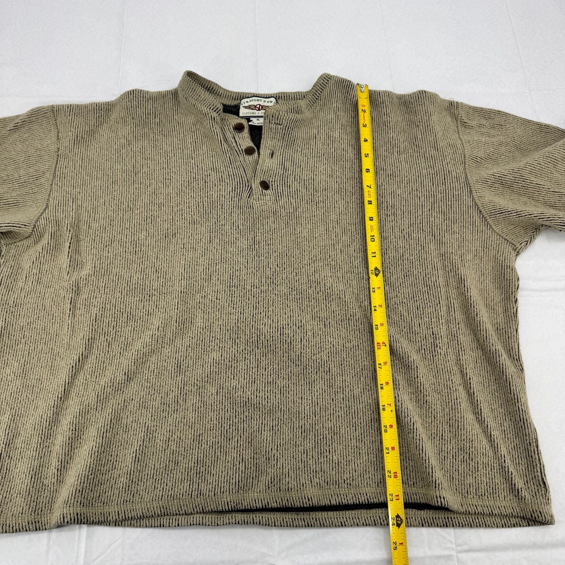 Vintage Straight Down Henley Sweater Size XL Tan Long Sleeve Cotton USA 6