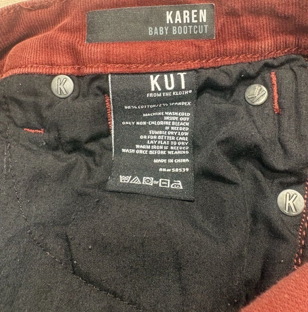KUT from the Kloth Corduroy Flare Pants Size 4 Red Burgundy 5