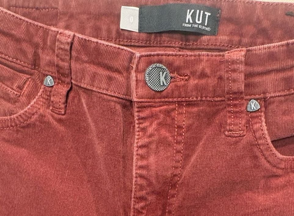 KUT from the Kloth Corduroy Flare Pants Size 4 Red Burgundy 6
