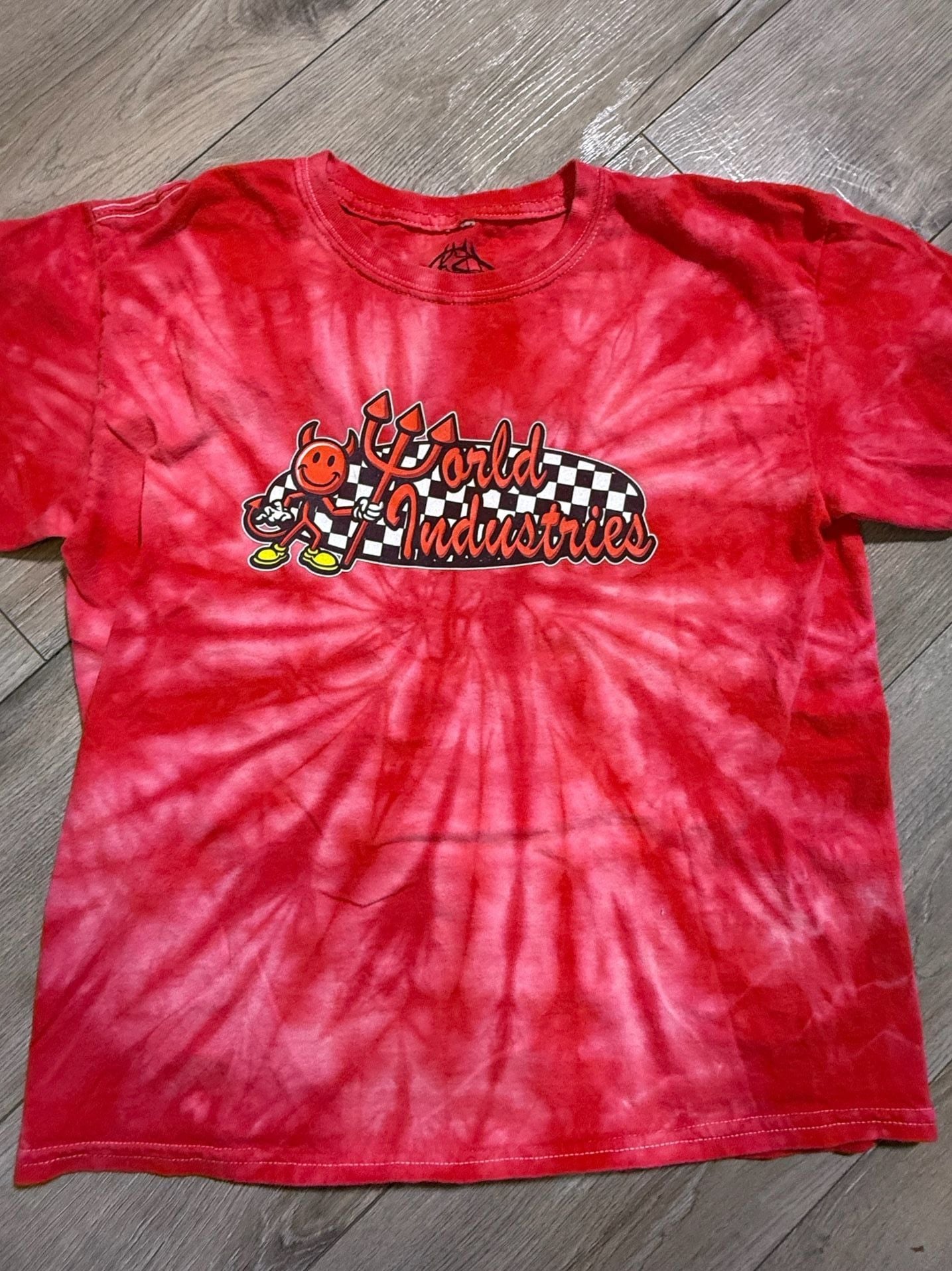World Industries Tie Dye T Shirt Size L Red Graphic Skater 2