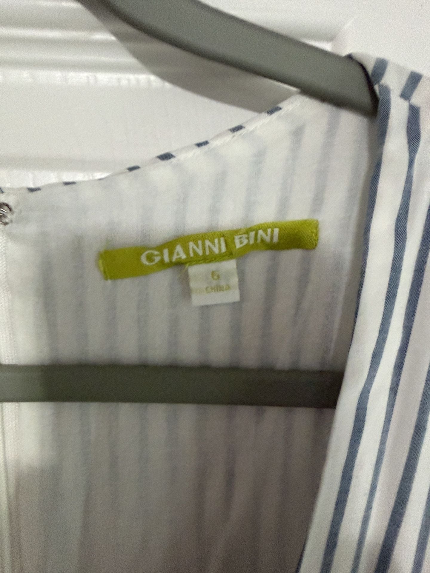 Gianni Bini Striped Ruffle Midi Dress Size 6 Blue White 3