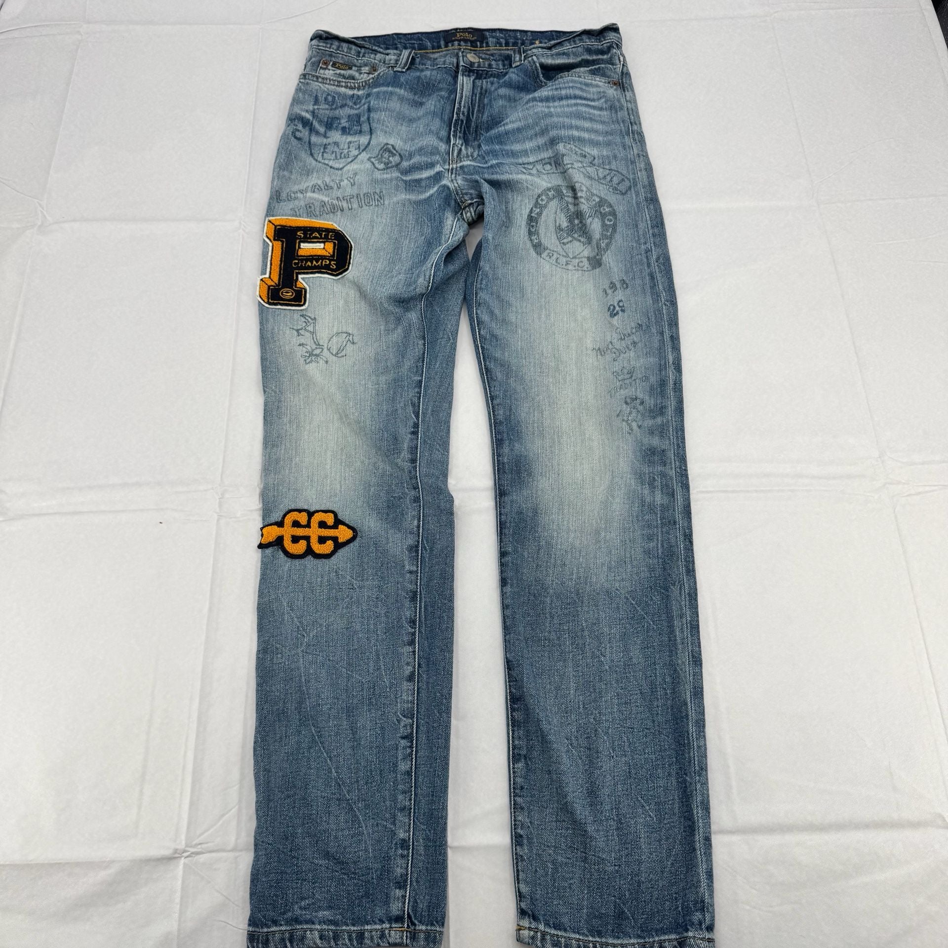 Y2K Polo Ralph Lauren Sullivan Slim Varsity Patch Graphic Jeans Y2K Denim 2