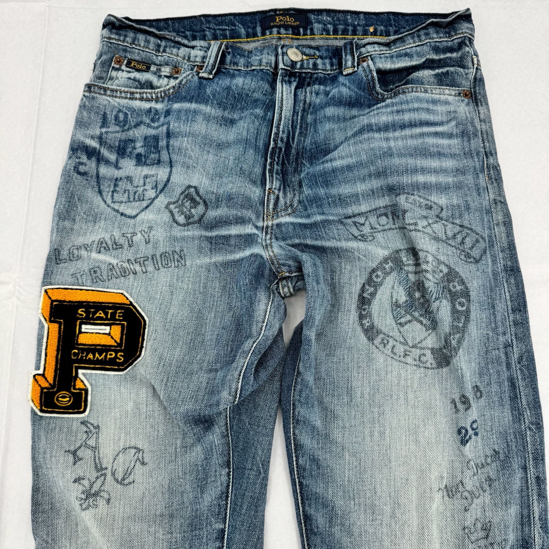 Y2K Polo Ralph Lauren Sullivan Slim Varsity Patch Graphic Jeans Y2K Denim 3