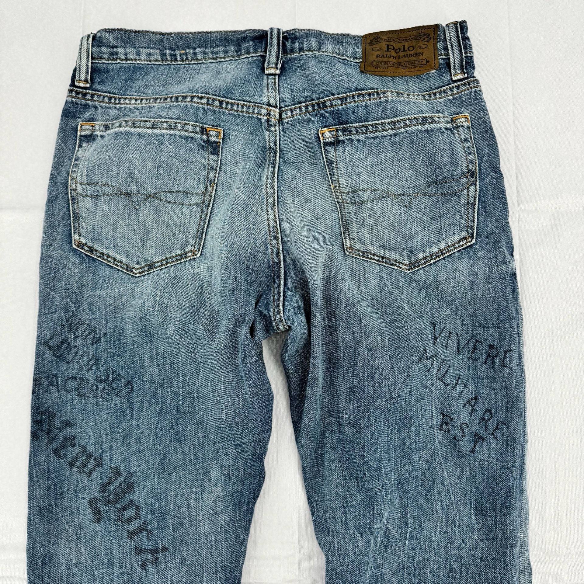 Y2K Polo Ralph Lauren Sullivan Slim Varsity Patch Graphic Jeans Y2K Denim 7