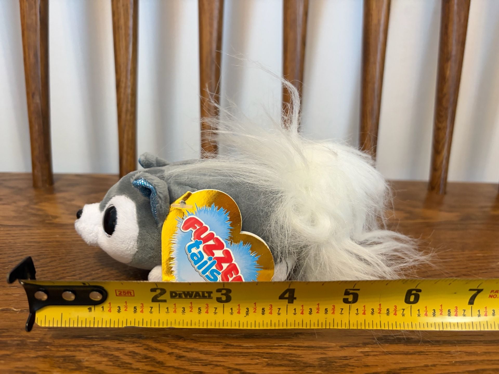Fuzzee Tails Plush Grey Wolf with White Tail Stuffed Animal 3