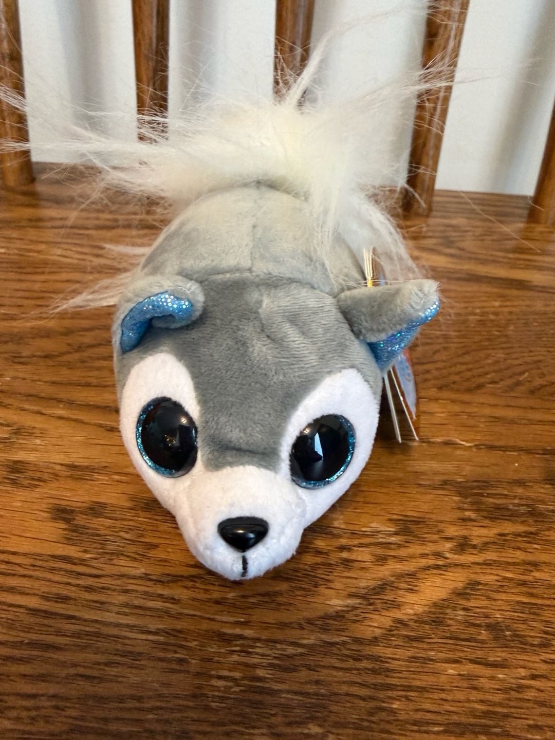 Fuzzee Tails Plush Grey Wolf with White Tail Stuffed Animal 4