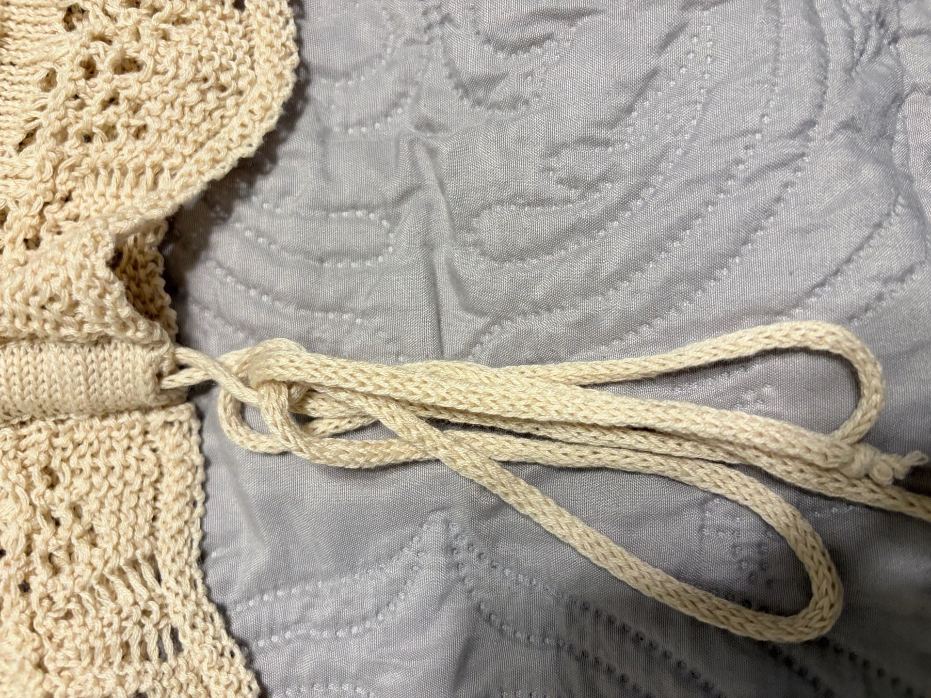 Emory Park Beige Crochet Tie Front Cropped Cardigan Medium Boho NWT 4