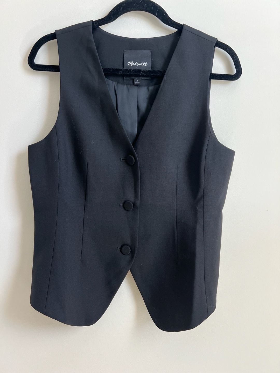 Madewell Tailored Vest Size 6 Black Button Front 2