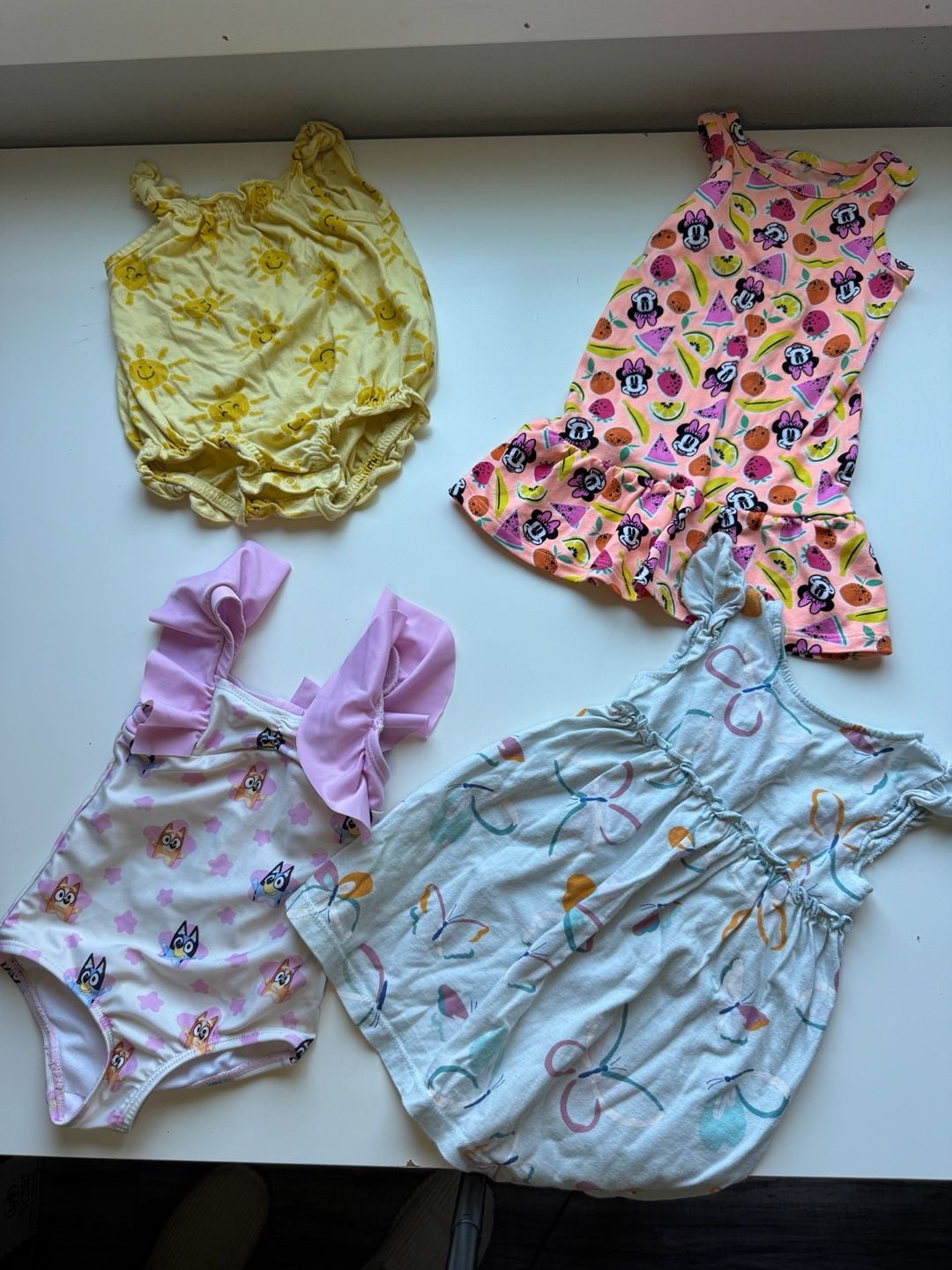 Baby Lot Of 4 Summer Dresses And Swimsuits, Disney, Old navy, Bluey 1