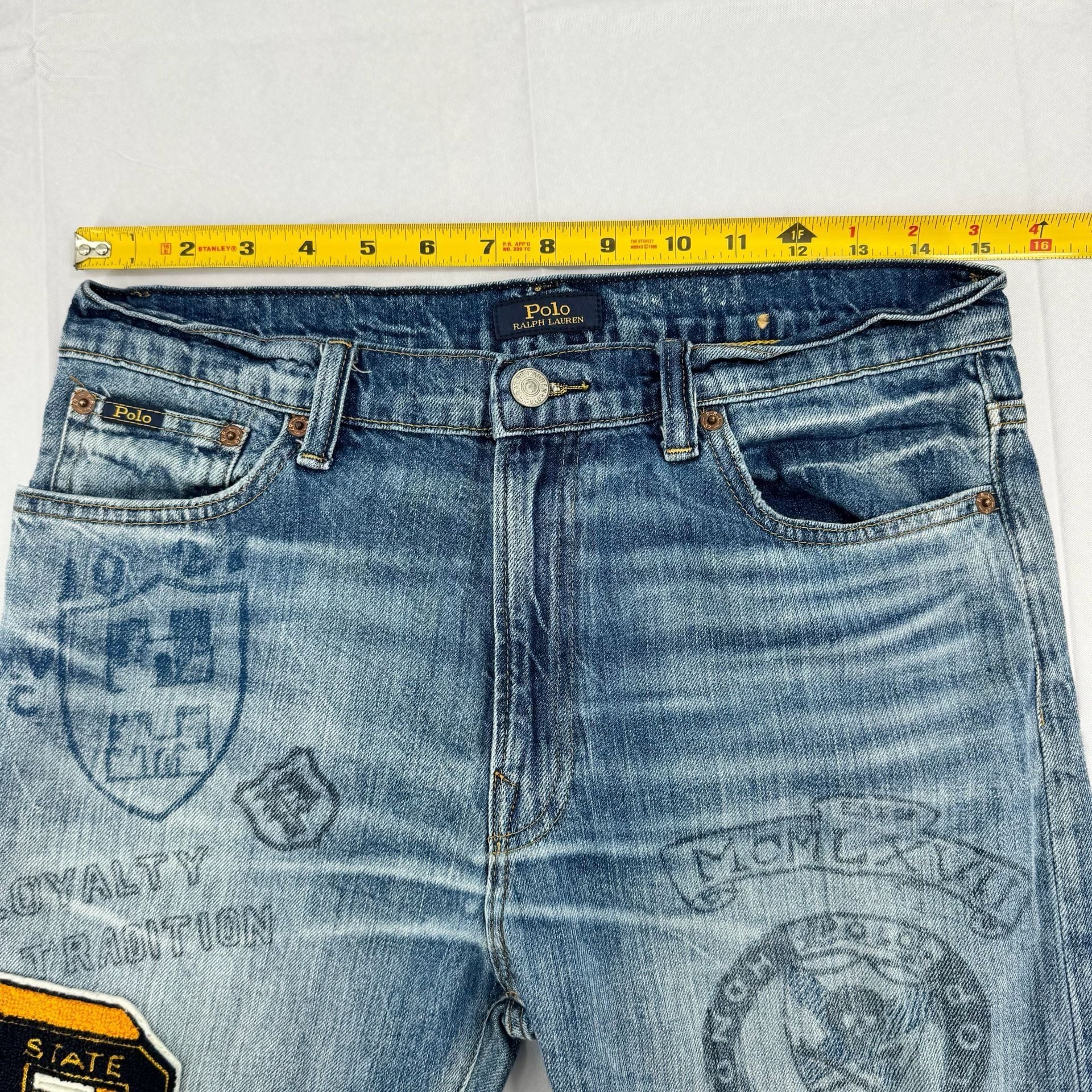 Y2K Polo Ralph Lauren Sullivan Slim Varsity Patch Graphic Jeans Y2K Denim 6
