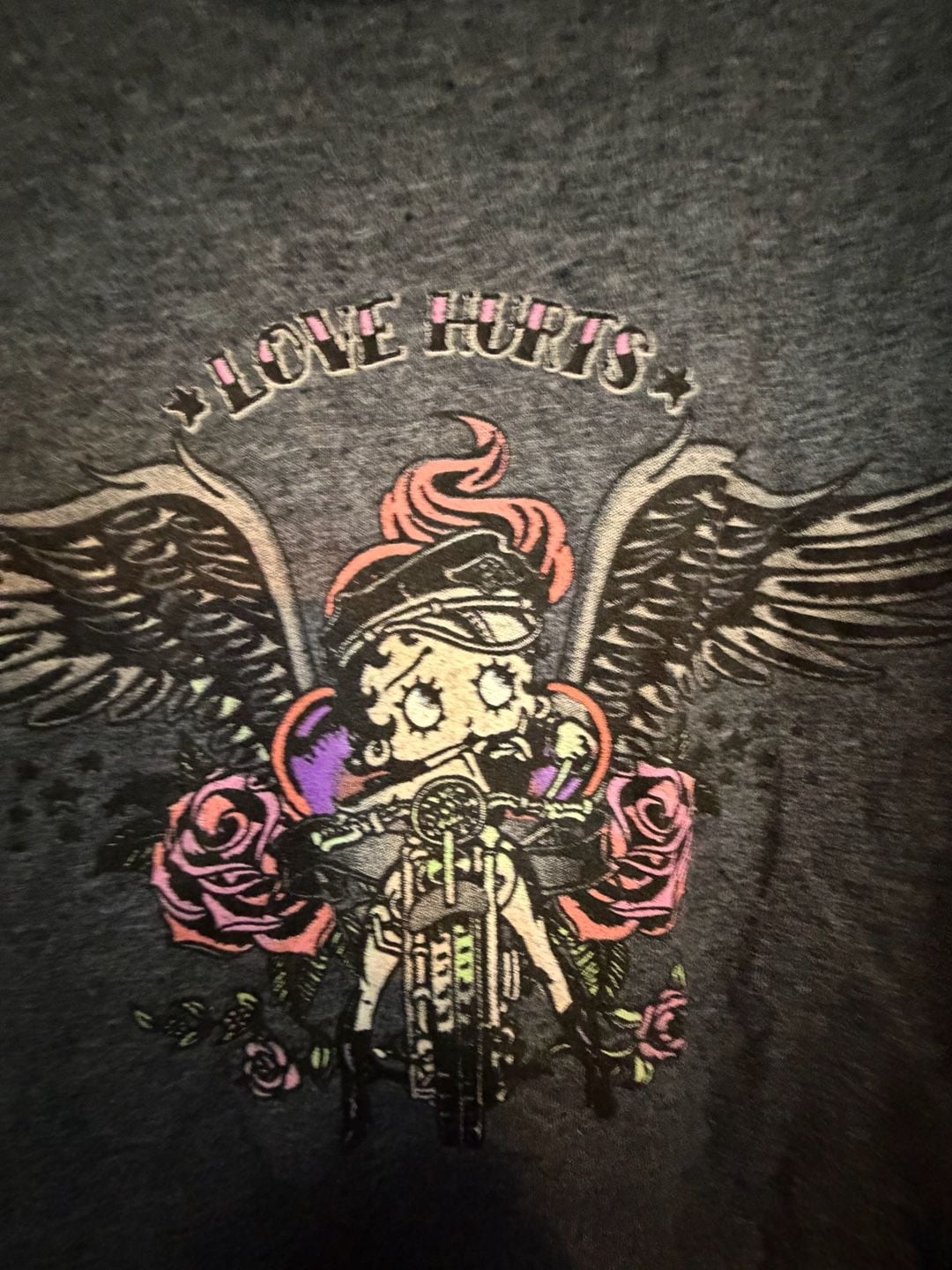 Gildan Betty Boop Love Hurts Graphic T-Shirt XL Dark Gray 3
