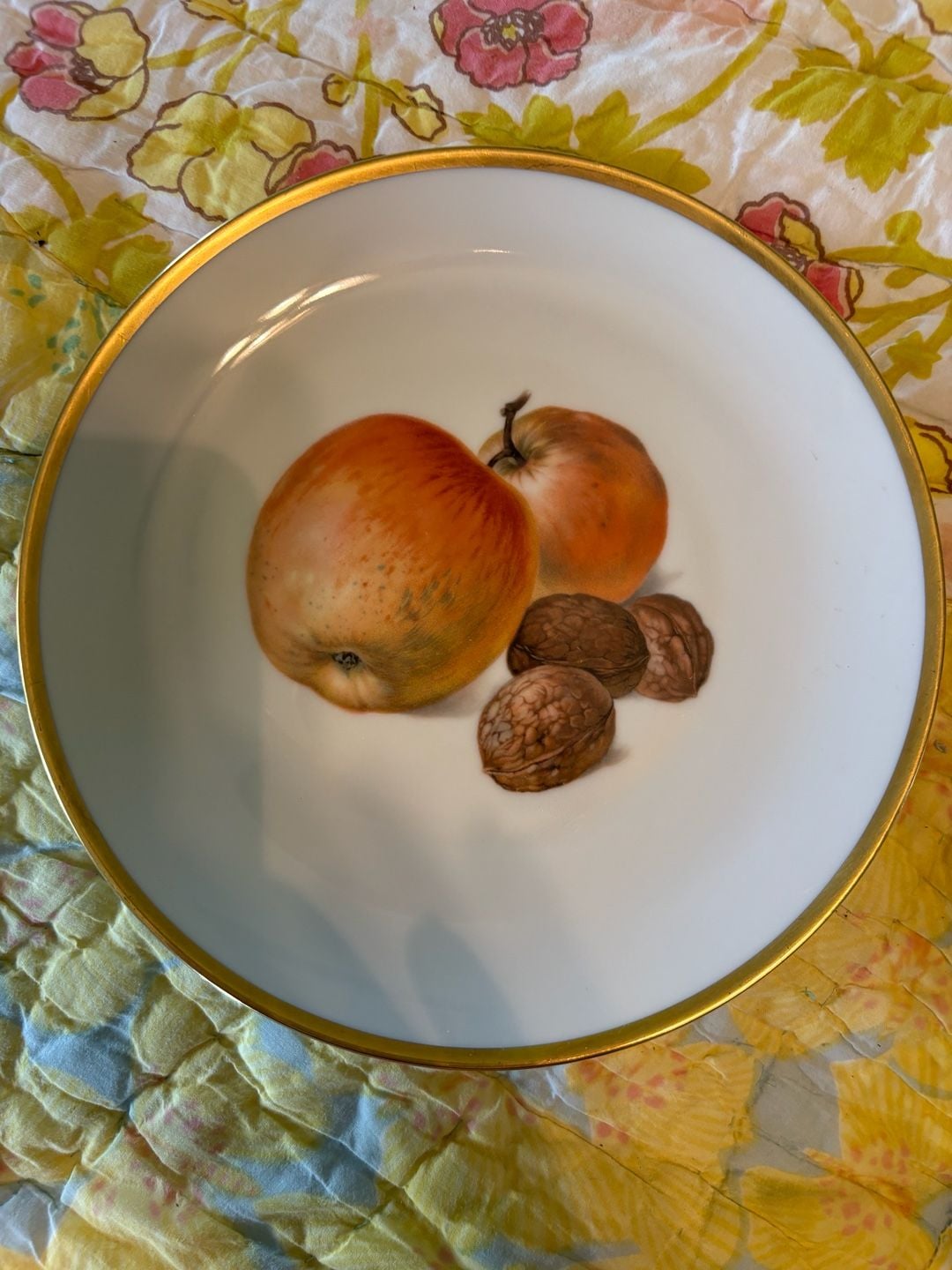 EUC Thomas Germany Porcelain Fruit Dessert Plates Set of 6 Vintage Gold Trim 11