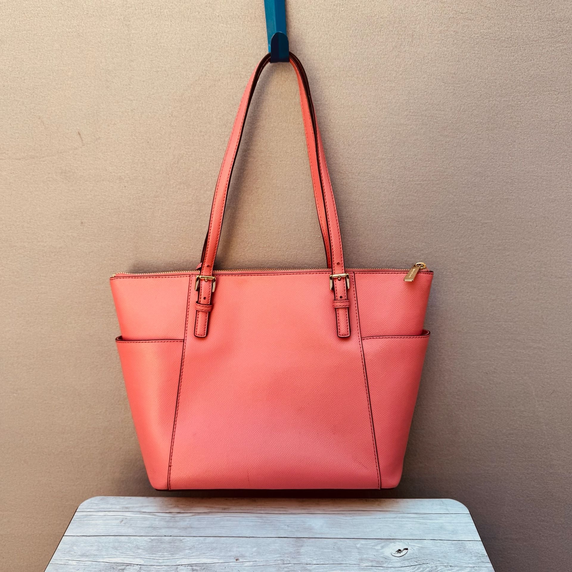 Michael Kors Saffiano Leather Coral Pink Tote Bag 3