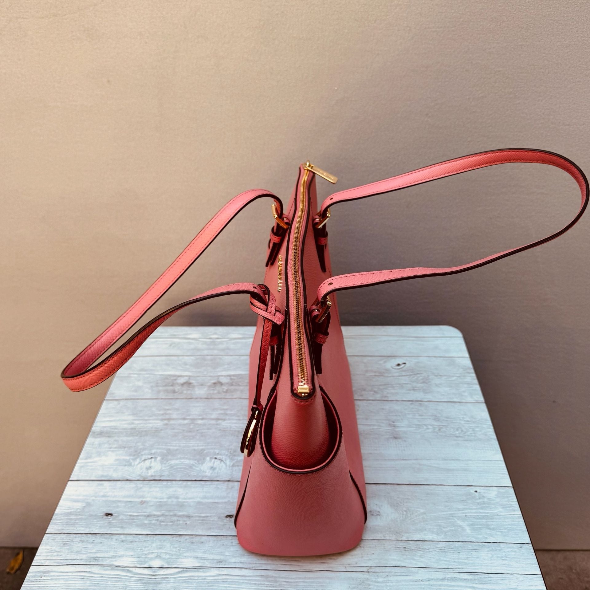 Michael Kors Saffiano Leather Coral Pink Tote Bag 5