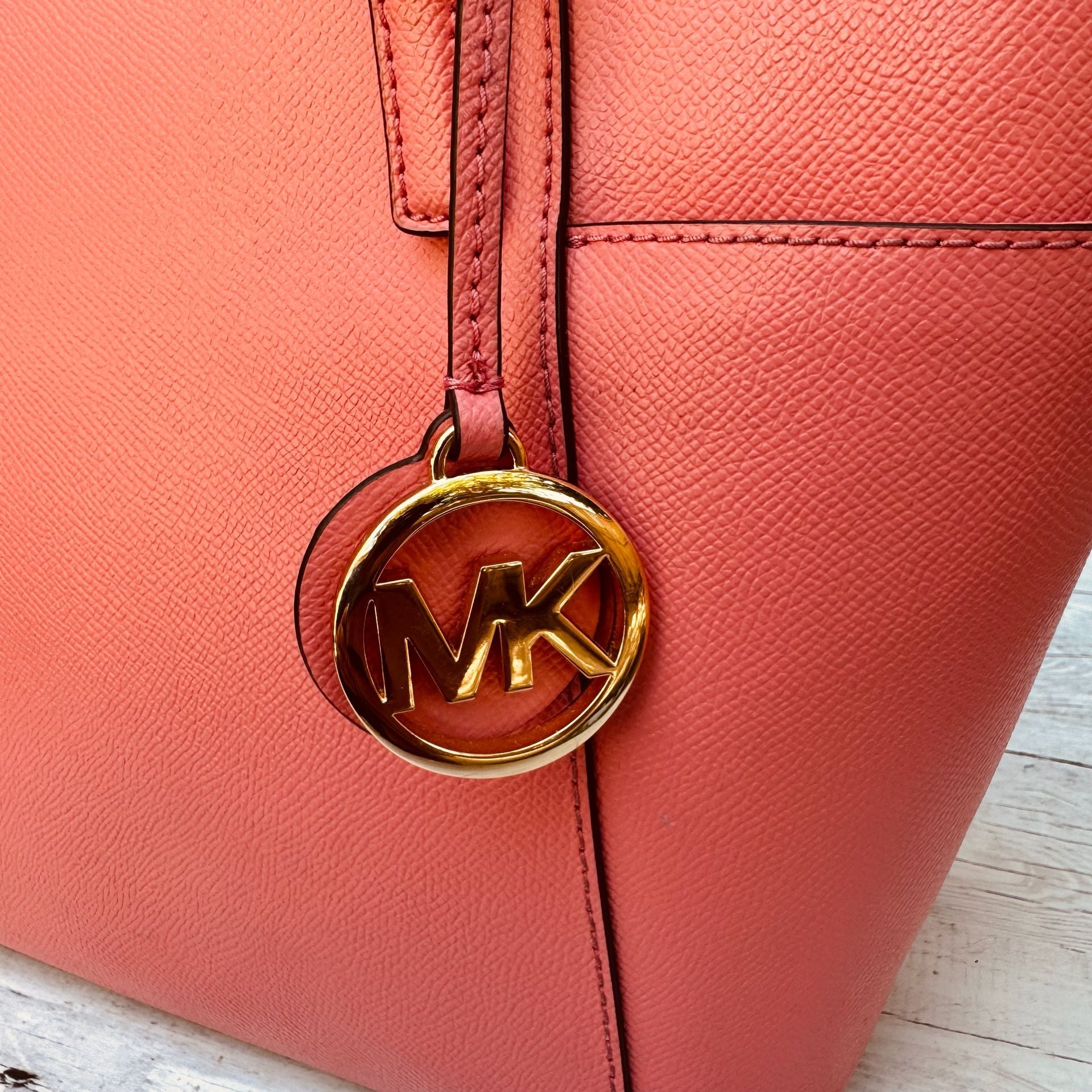 Michael Kors Saffiano Leather Coral Pink Tote Bag 6