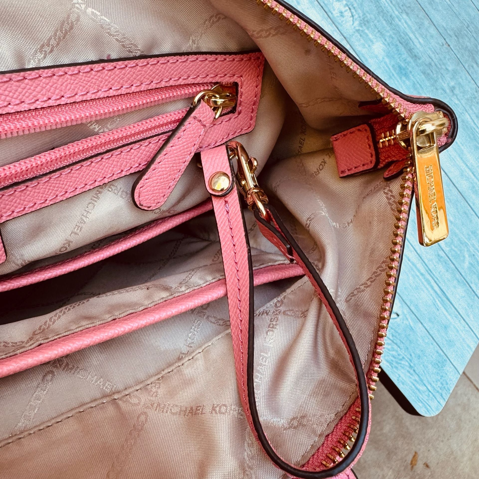 Michael Kors Saffiano Leather Coral Pink Tote Bag 9