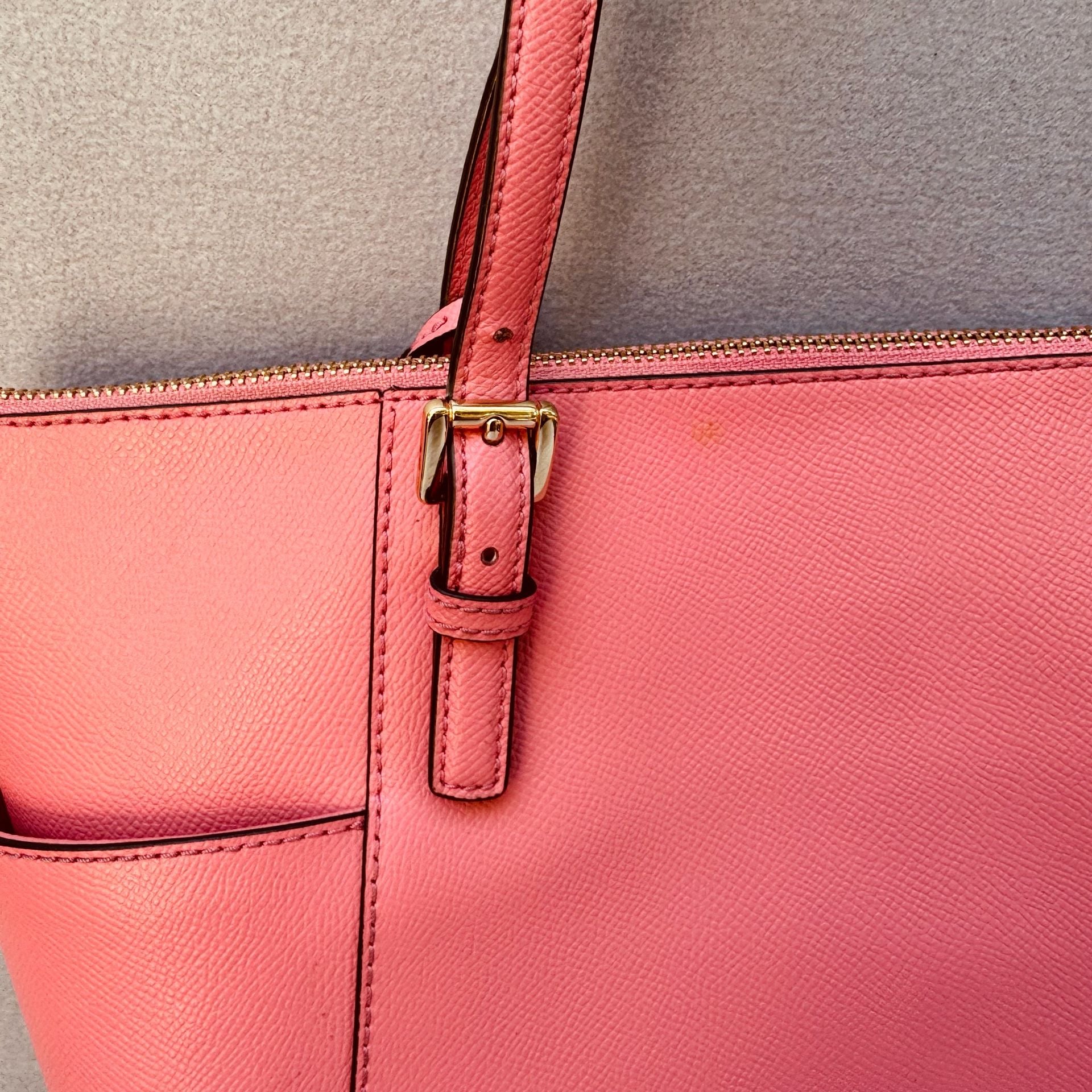 Michael Kors Saffiano Leather Coral Pink Tote Bag 13