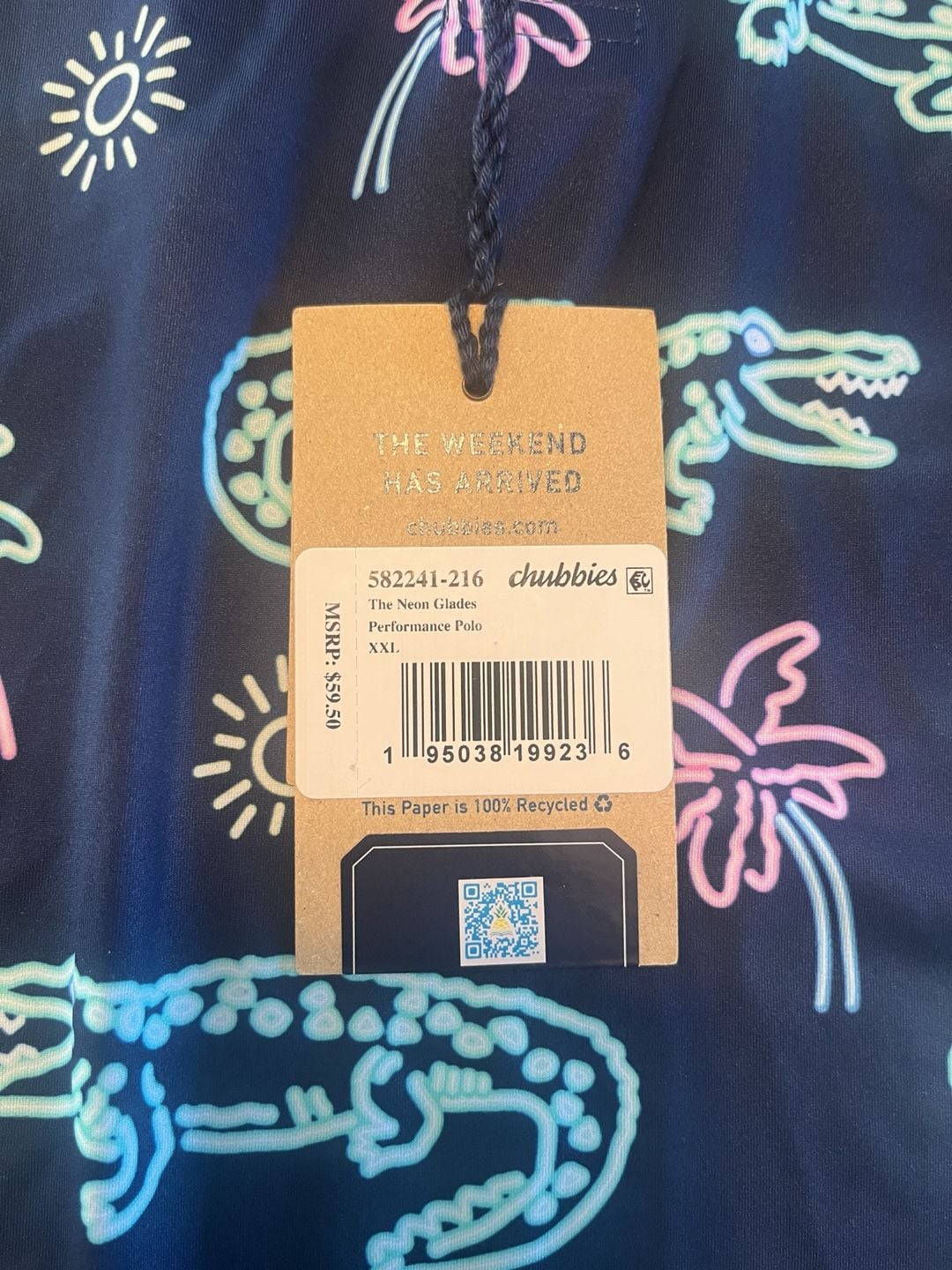 Chubbies The Neon Glades Performance Polo Size XXL Blue Alligator Print 3