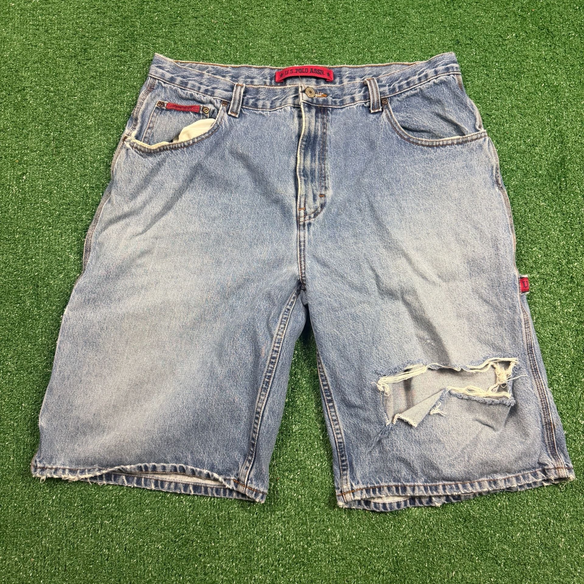 U.S. Polo Assn. Denim Shorts Size 38 Distressed Blue 2