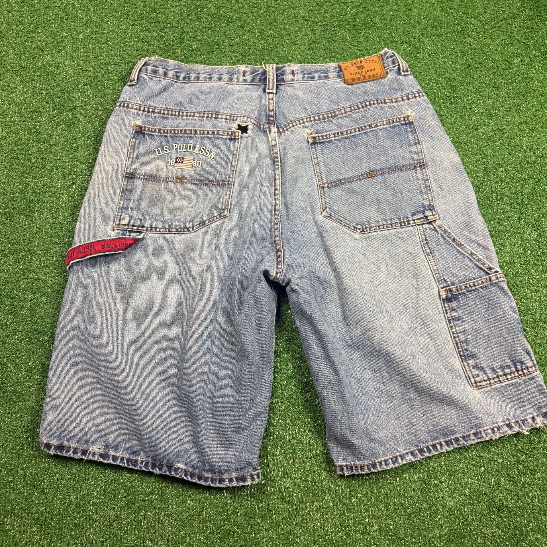 U.S. Polo Assn. Denim Shorts Size 38 Distressed Blue 3
