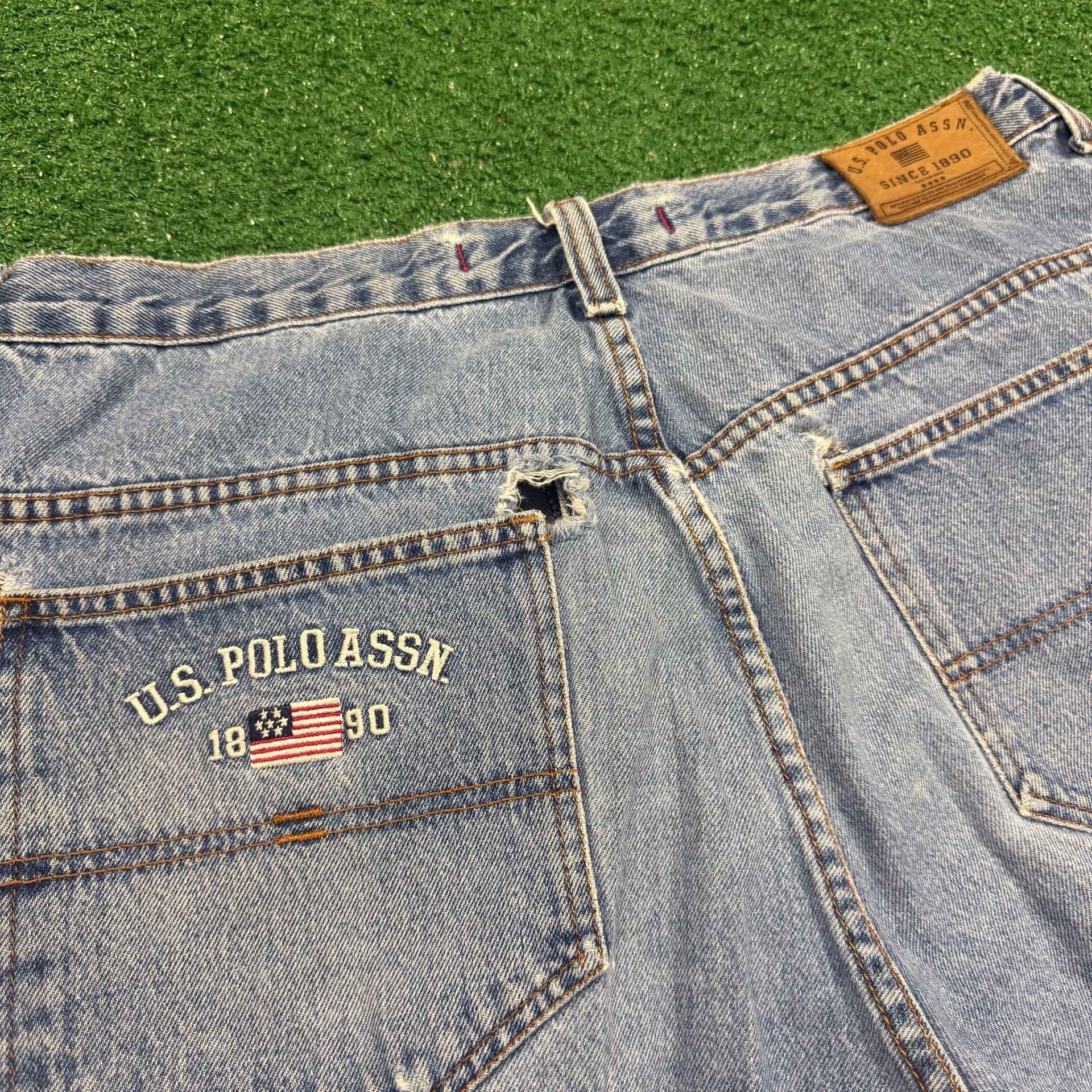 U.S. Polo Assn. Denim Shorts Size 38 Distressed Blue 8