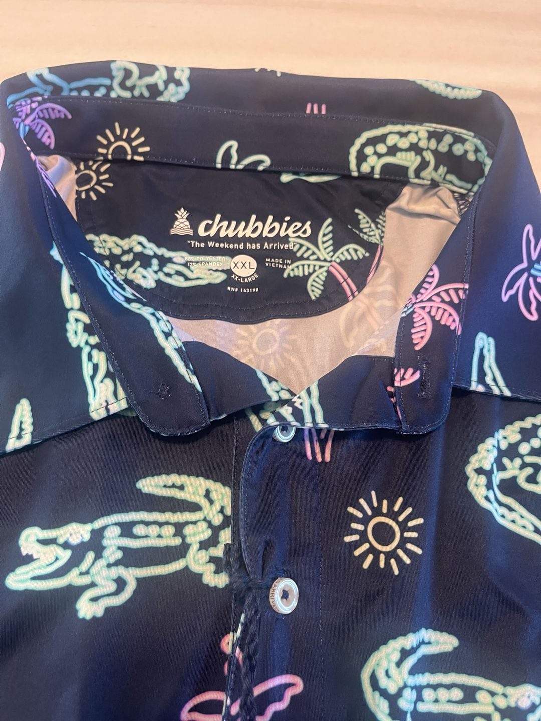 Chubbies The Neon Glades Performance Polo Size XXL Blue Alligator Print 4