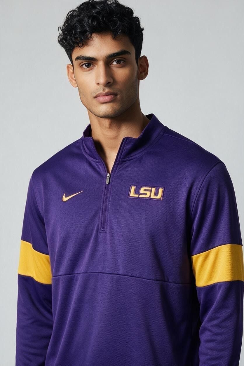 Nike LSU Tigers Dri-Fit 1/4 Zip Pullover Size M 2