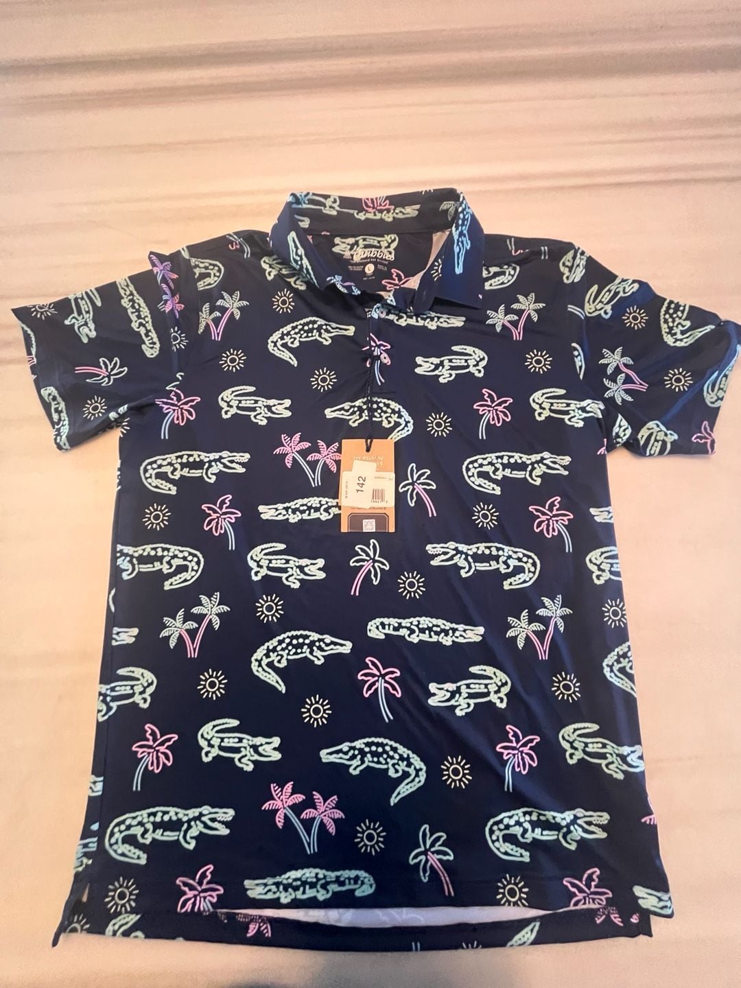 Chubbies The Neon Glades Performance Polo Size XXL Blue Alligator Print 5