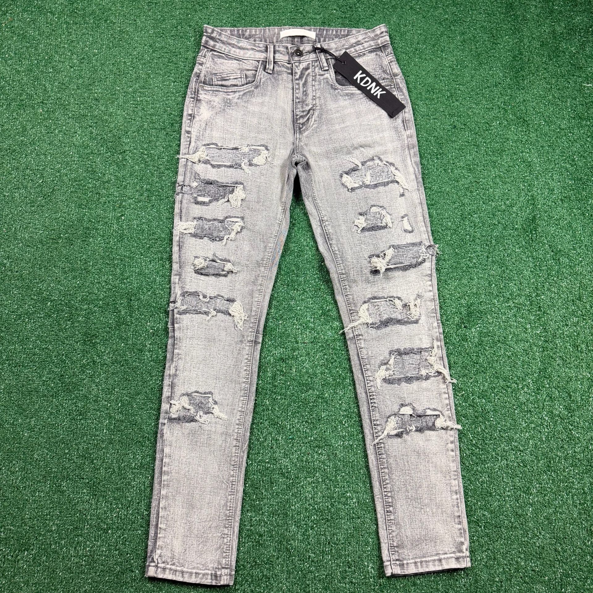 KDNK Distressed Slim Jeans Size 30 Gray Acid Wash Denim 2
