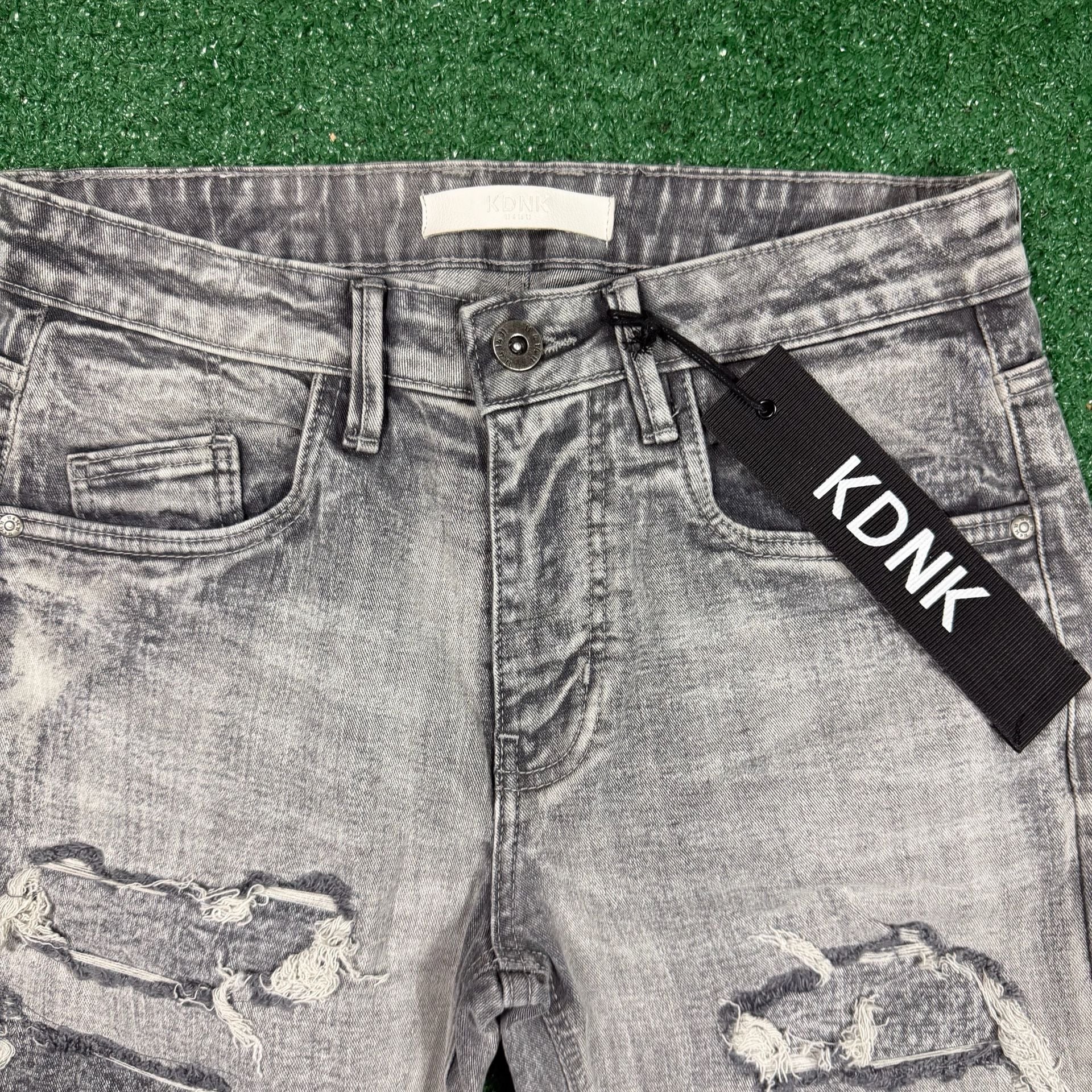 KDNK Distressed Slim Jeans Size 30 Gray Acid Wash Denim 4