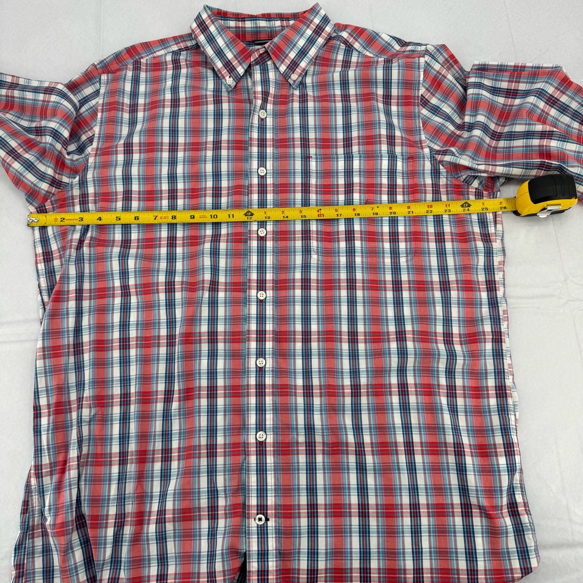 Nautica Plaid Long Sleeve Button Down Shirt Size 1XLT Red Blue White 4