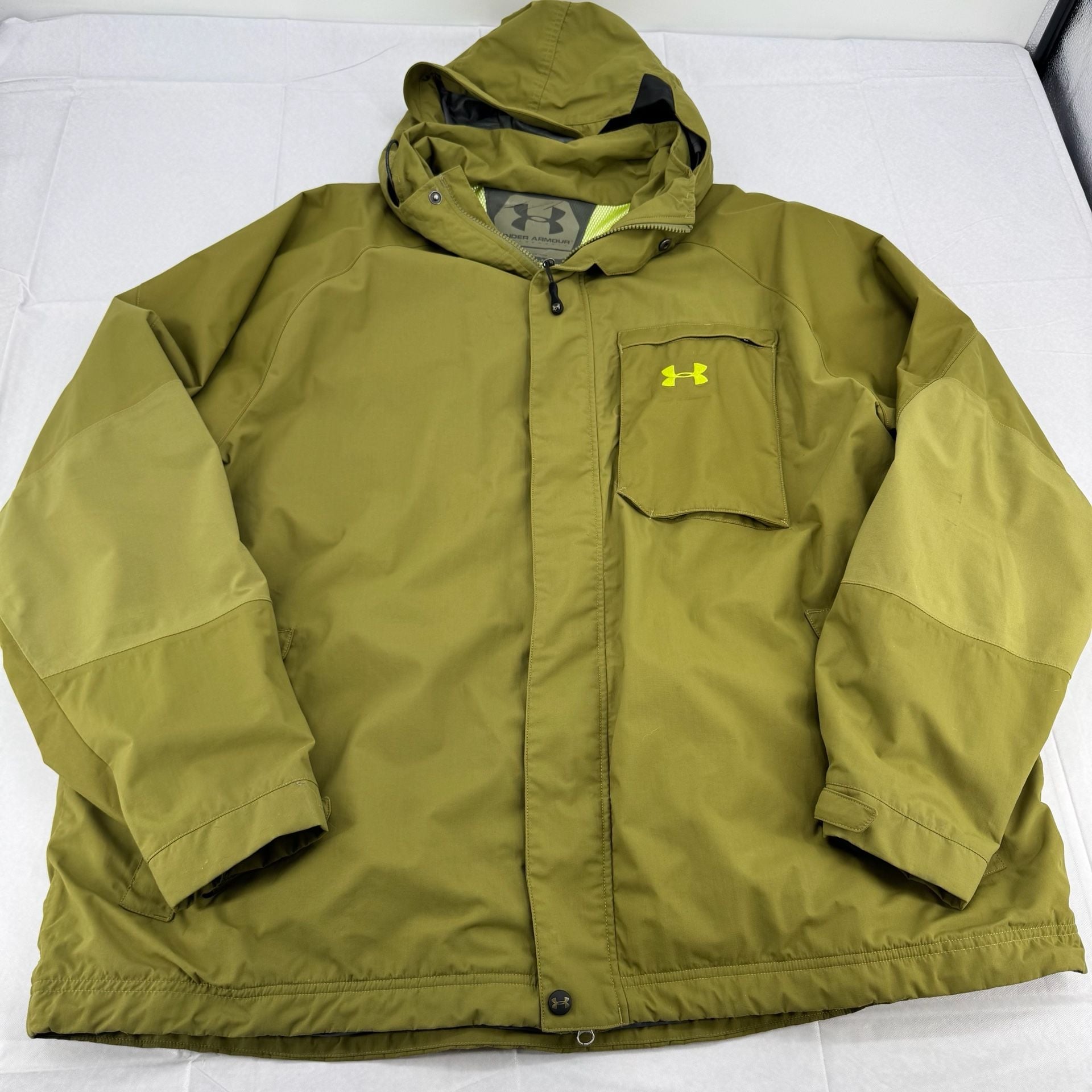 Under Armour Performance Hooded Jacket Olive Green Nylon Gorpcore size XXL 2