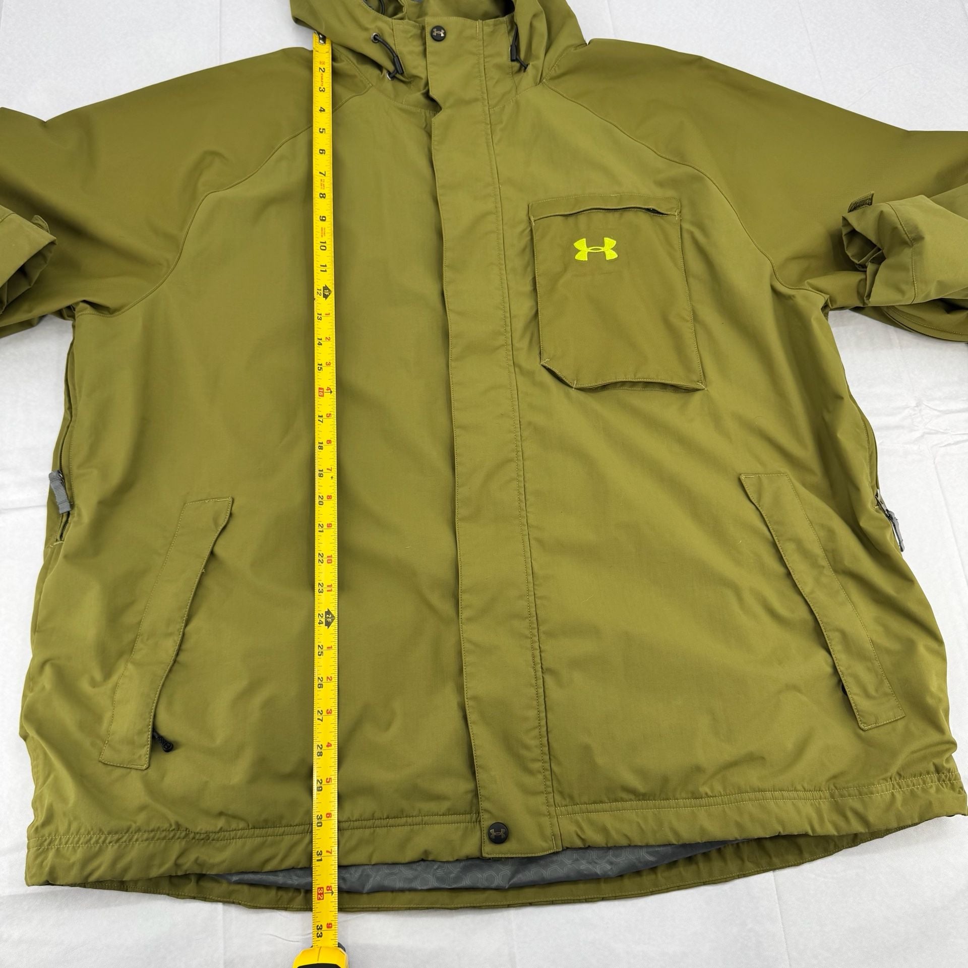 Under Armour Performance Hooded Jacket Olive Green Nylon Gorpcore size XXL 10