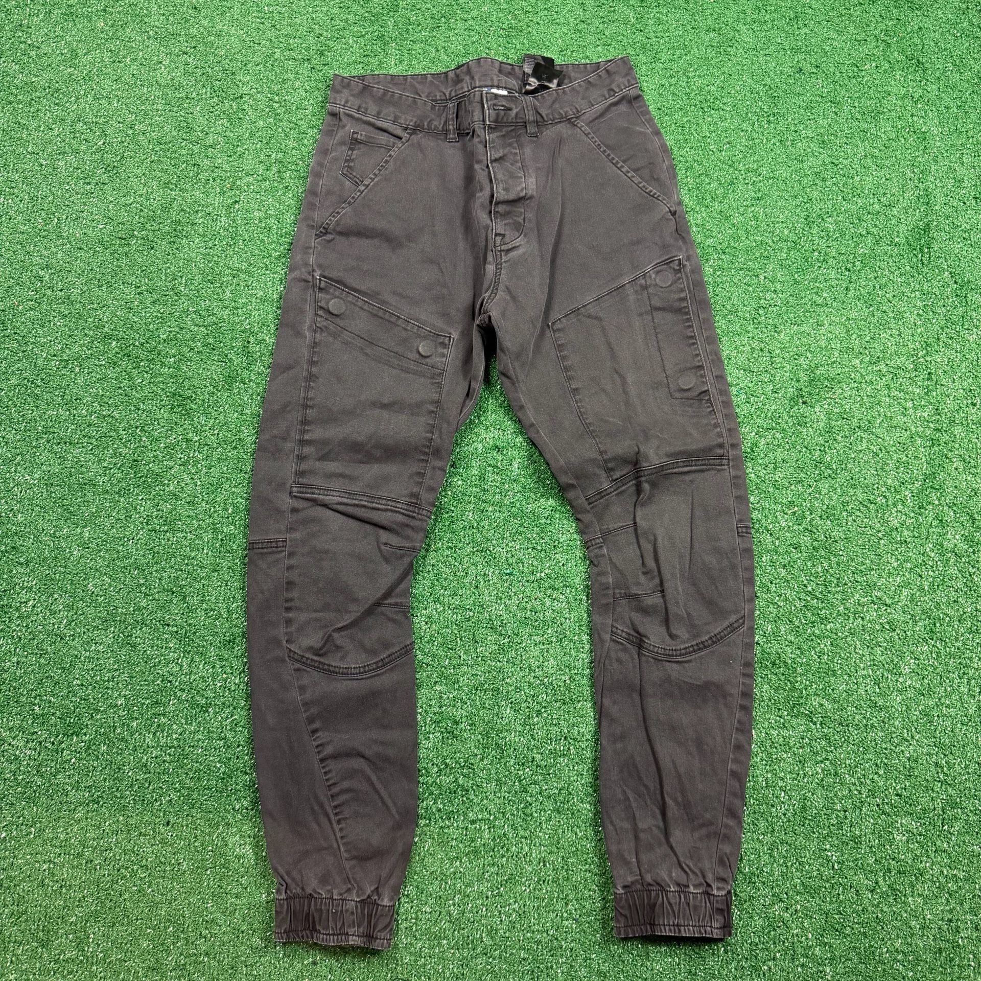 H&M Divided Cargo Jogger Pants Size 28 Charcoal Black 2