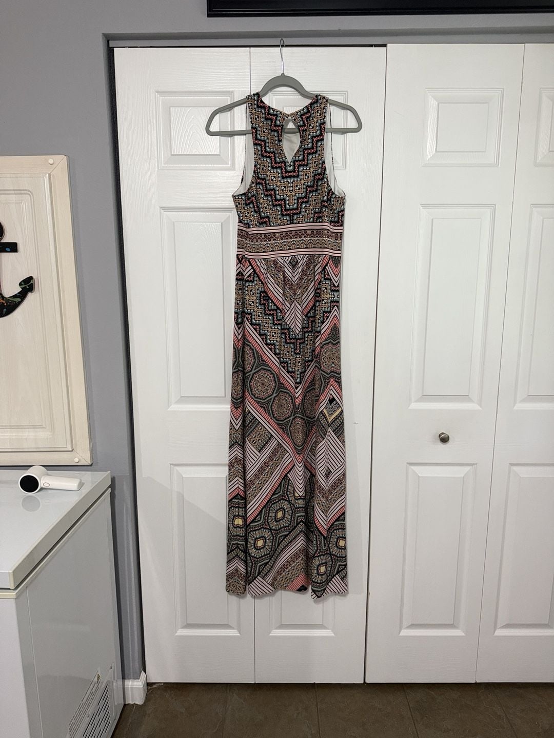 London Times Maxi Dress Size 10 Halter Geometric Print 4