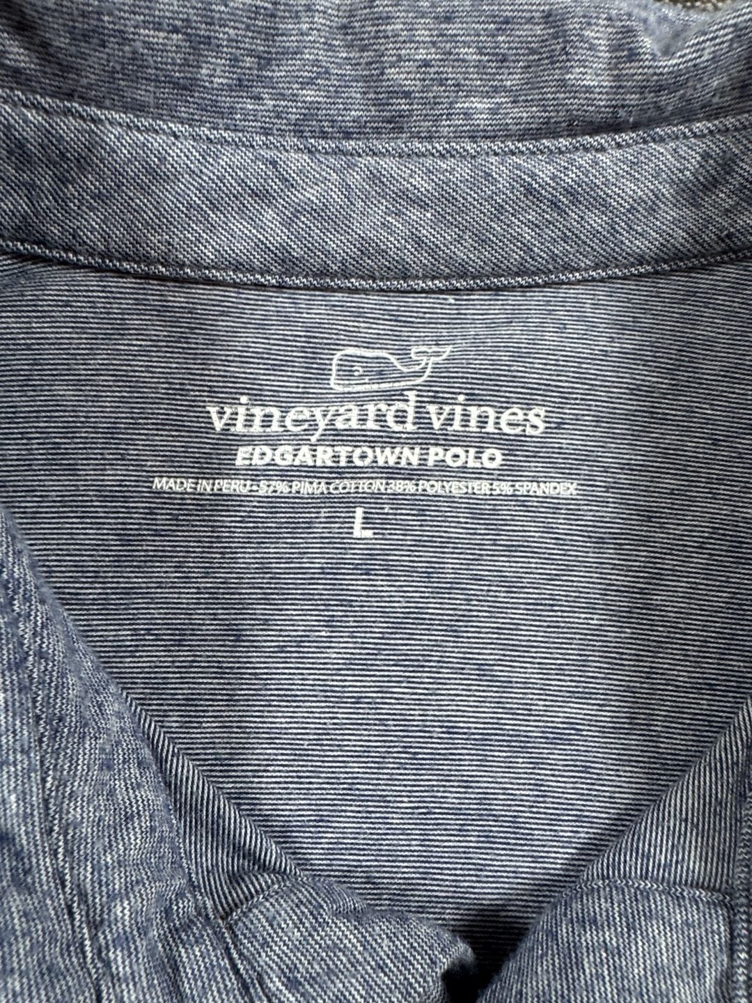 Vineyard Vines Edgartown Polo Size L Blue Heather Pocket 3