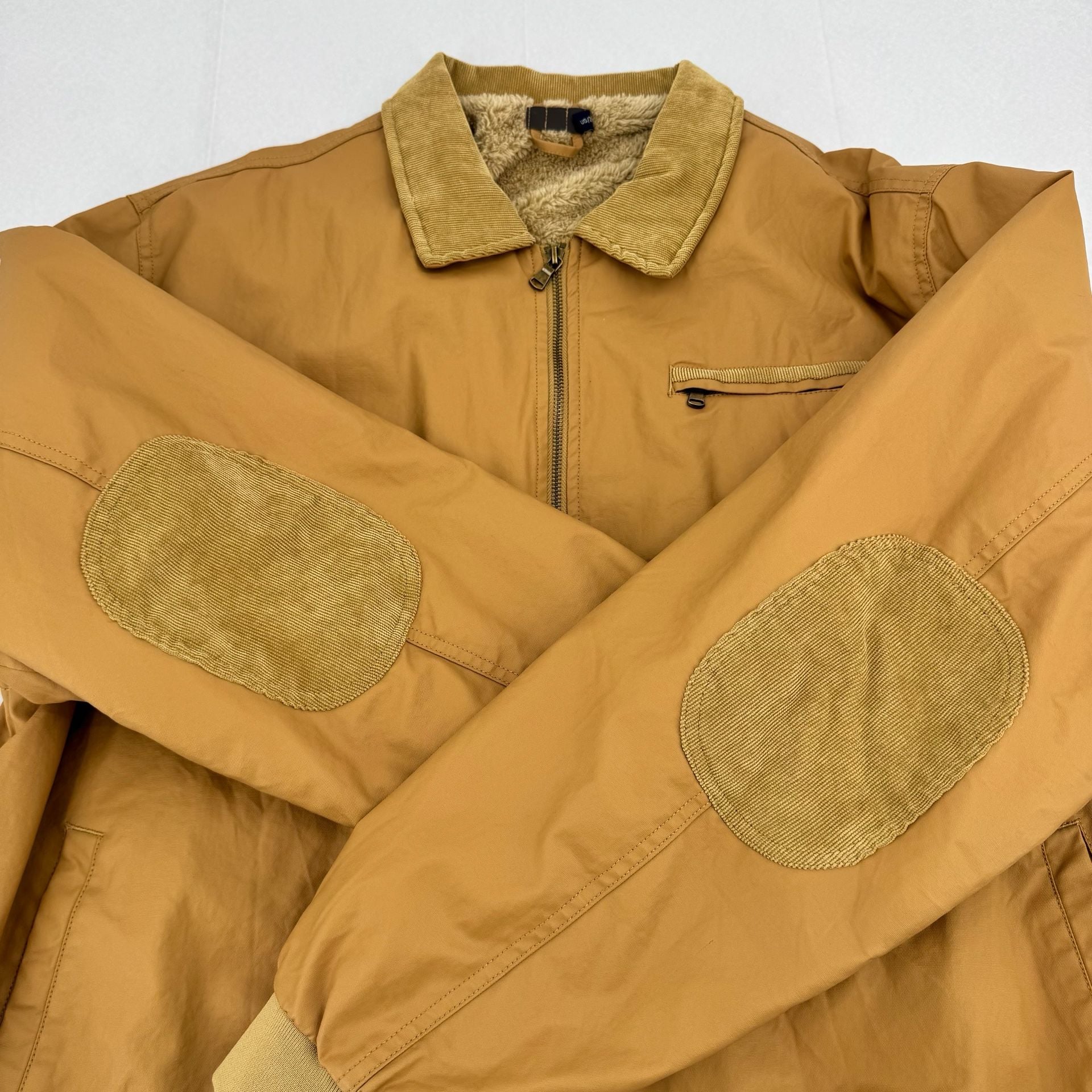 Brown Bomber Workwear Jacket US/2XL Faux Shearling Corduroy Collar 3