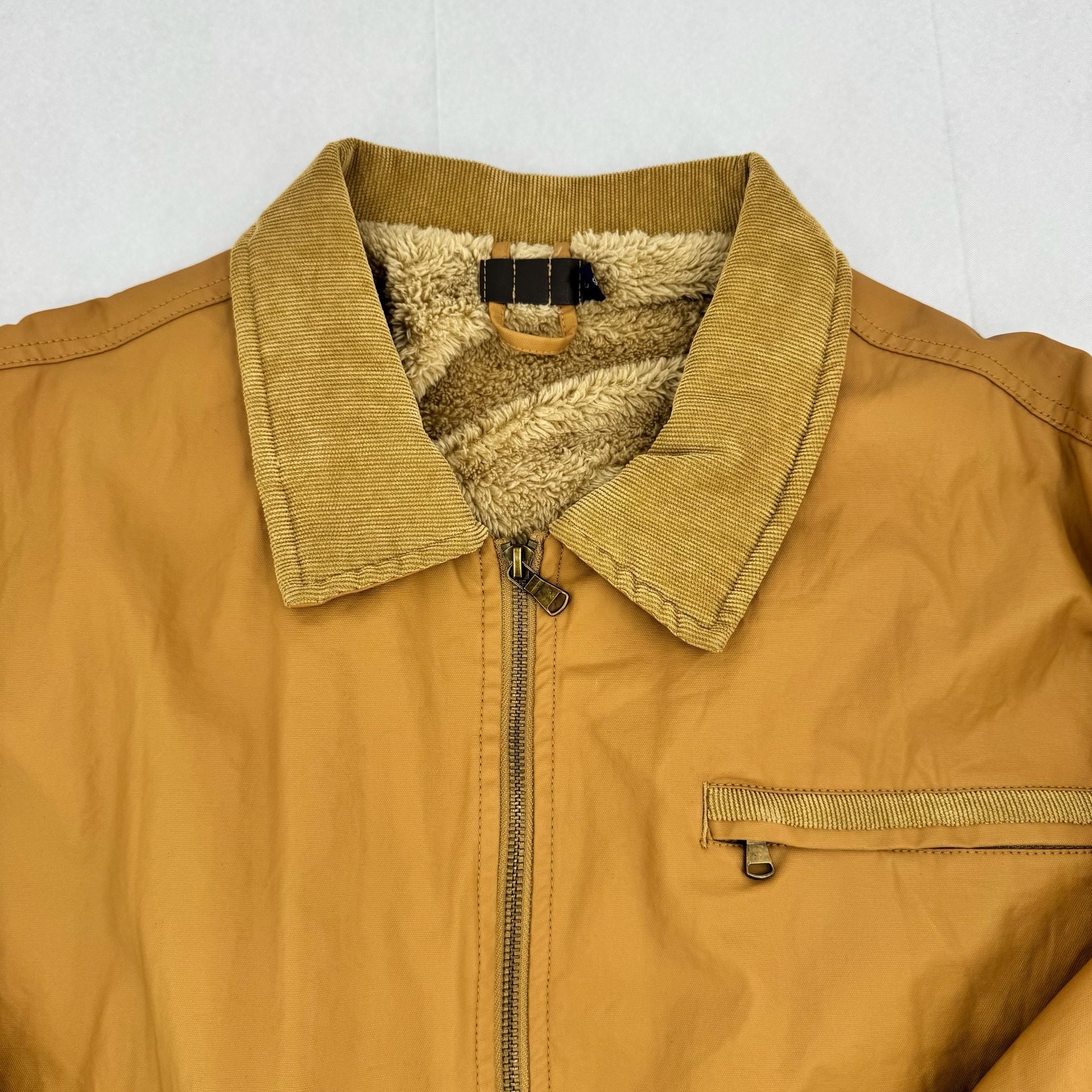 Brown Bomber Workwear Jacket US/2XL Faux Shearling Corduroy Collar 5