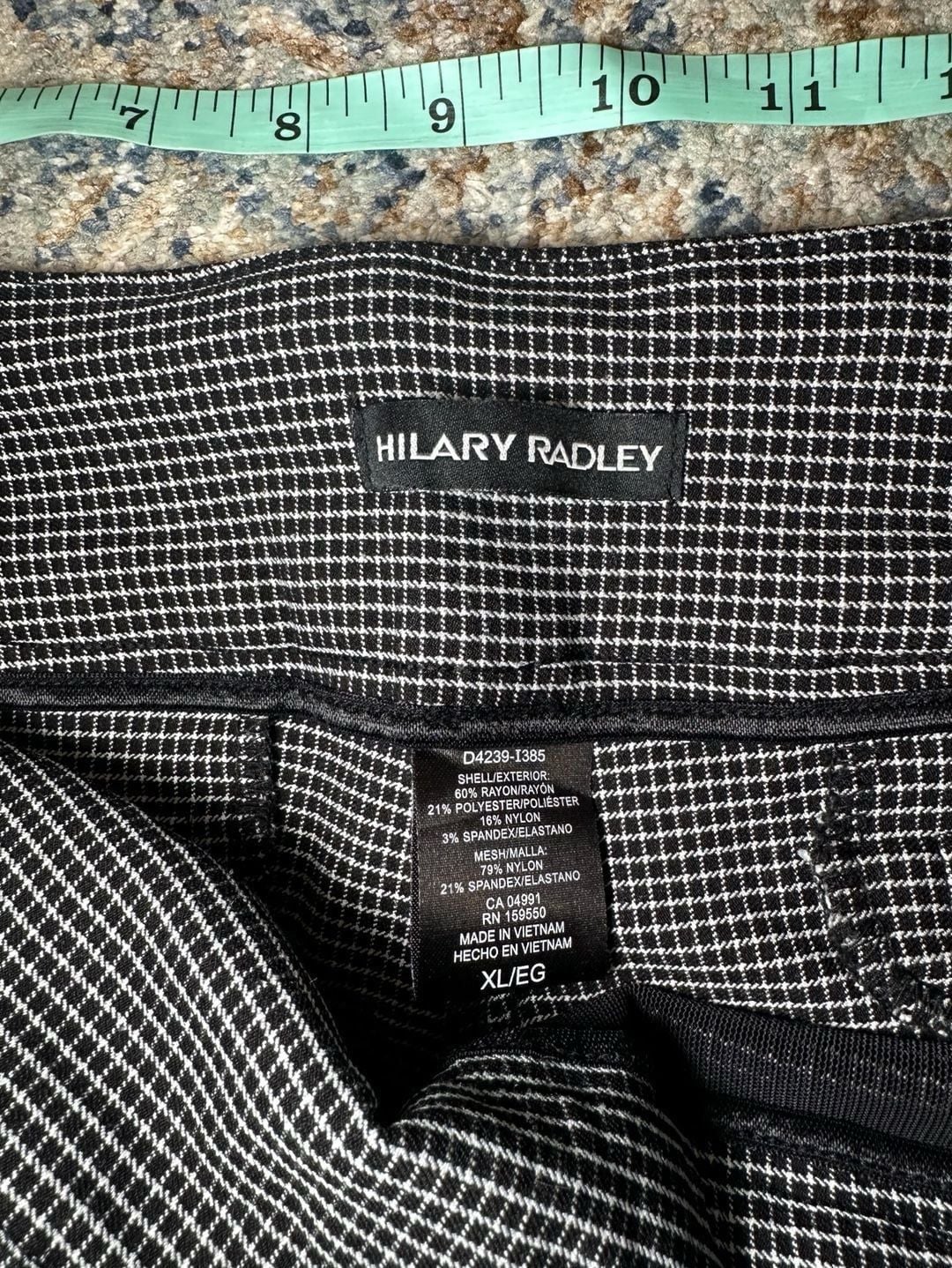 Hilary Radley Pull-On Pants Size XL Black White Houndstooth Slim Ankle 3