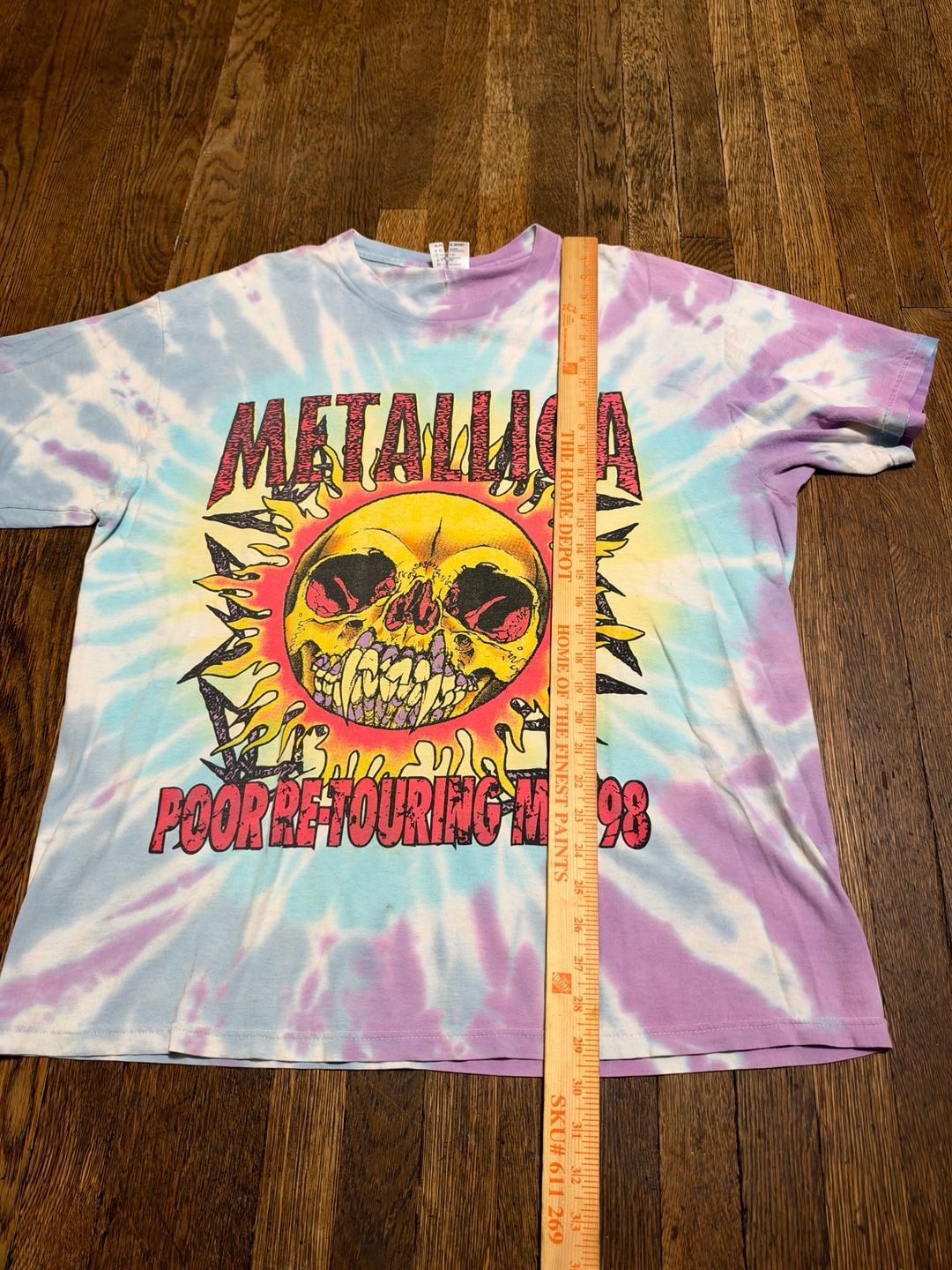 Rare Global Sport Tag Metallica Poor Re-Touring Me 98 Tie Dye T-Shirt Size XL 7